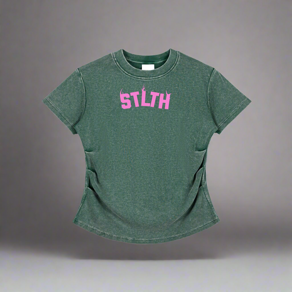 Vintaged-Wash Bodycon Cotton T-Shirt