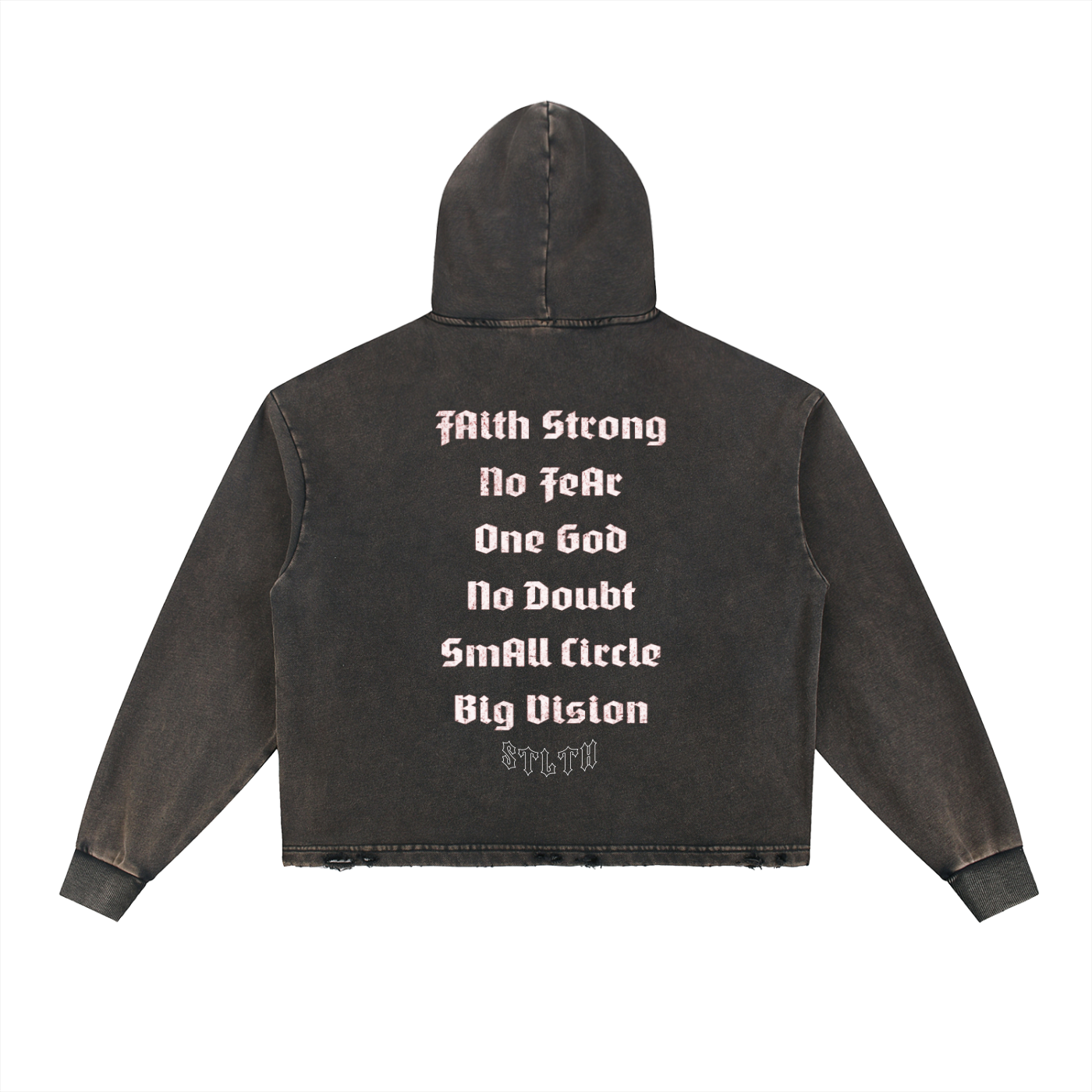 Vintage Washed Frayed-Hem Hoodie