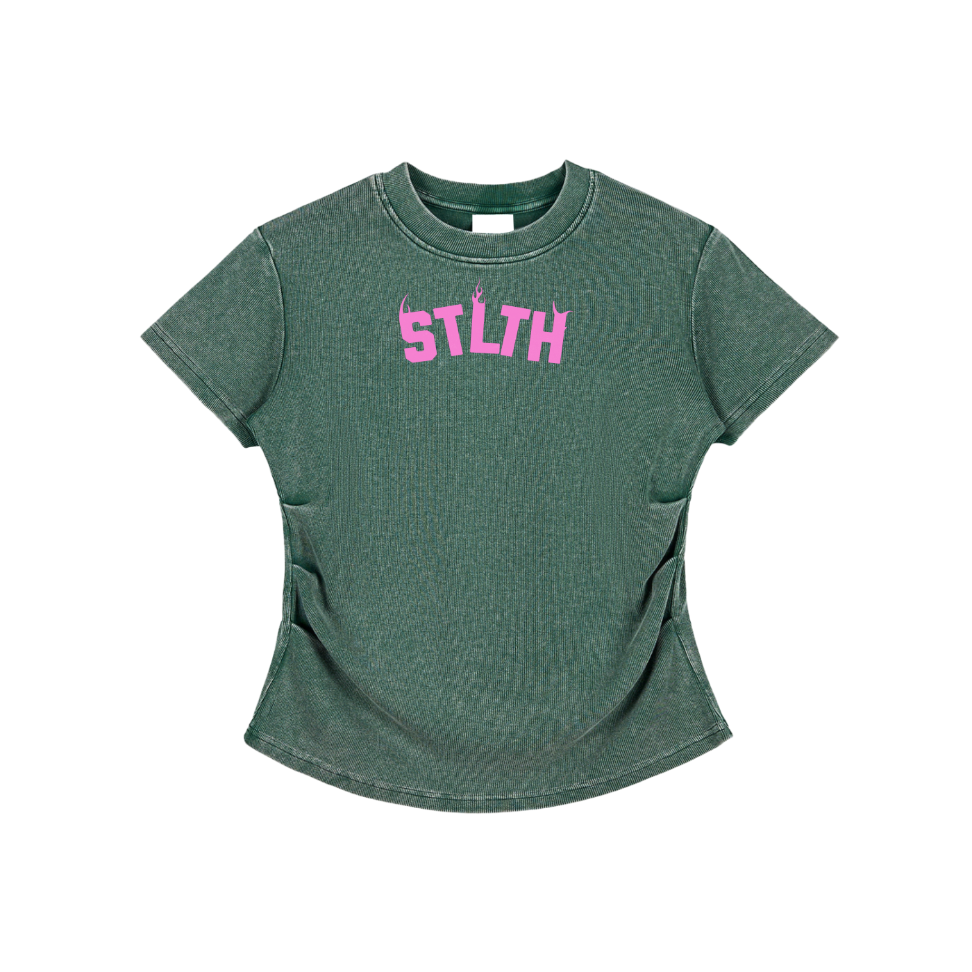 Vintaged-Wash Bodycon Cotton T-Shirt