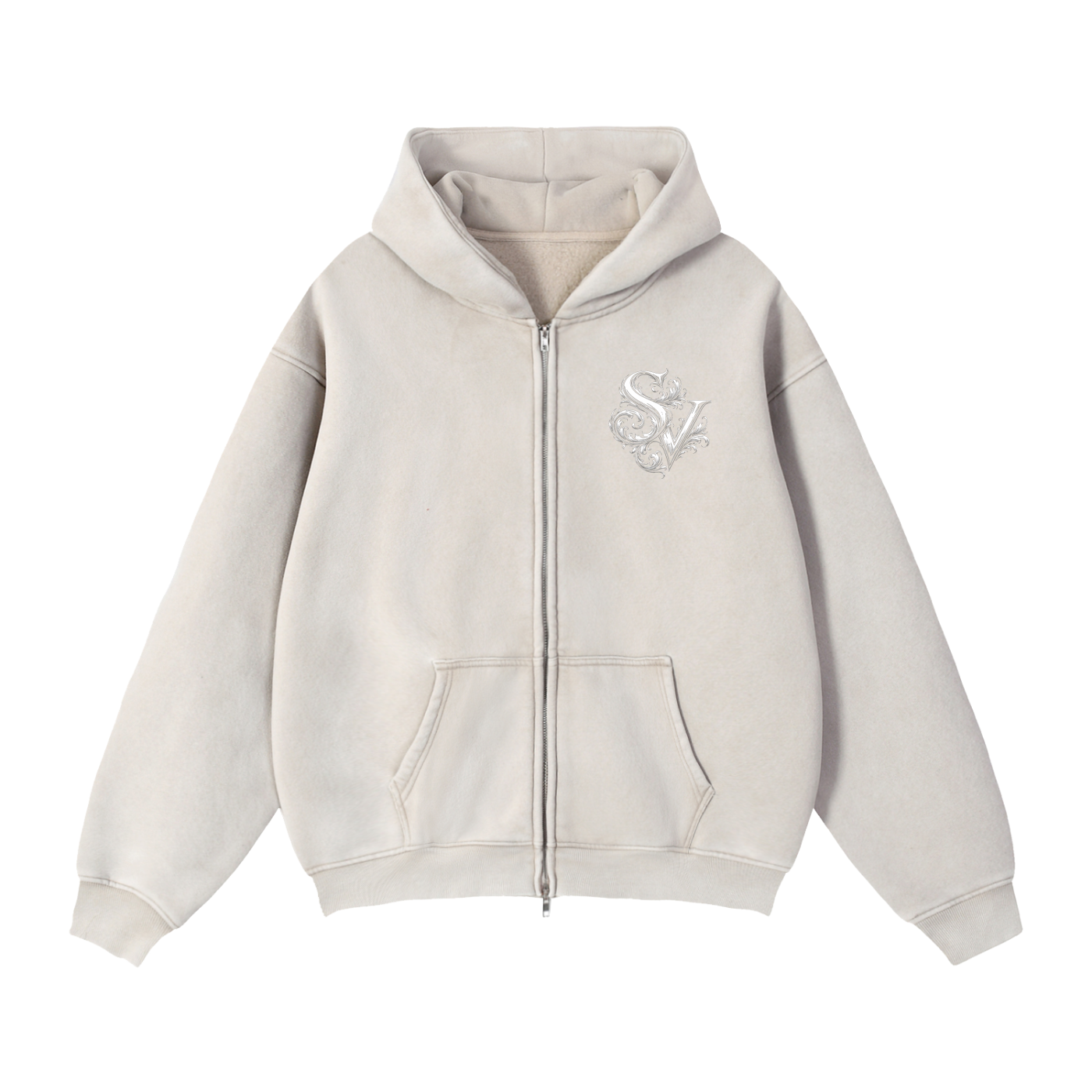 Zip-Through Boxy Fleece Hoodie