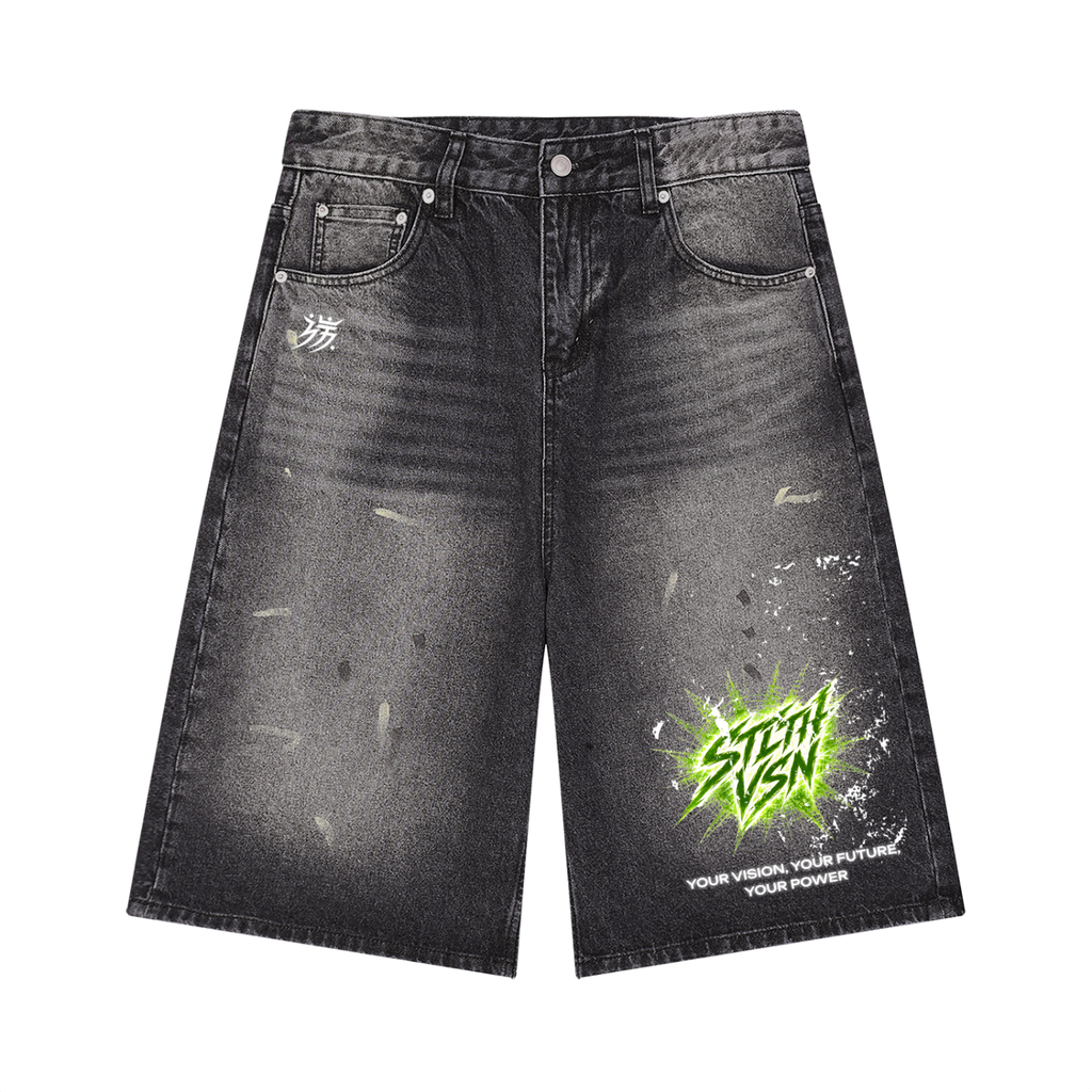 Men’s Vintage Wash Wide Leg Denim Shorts