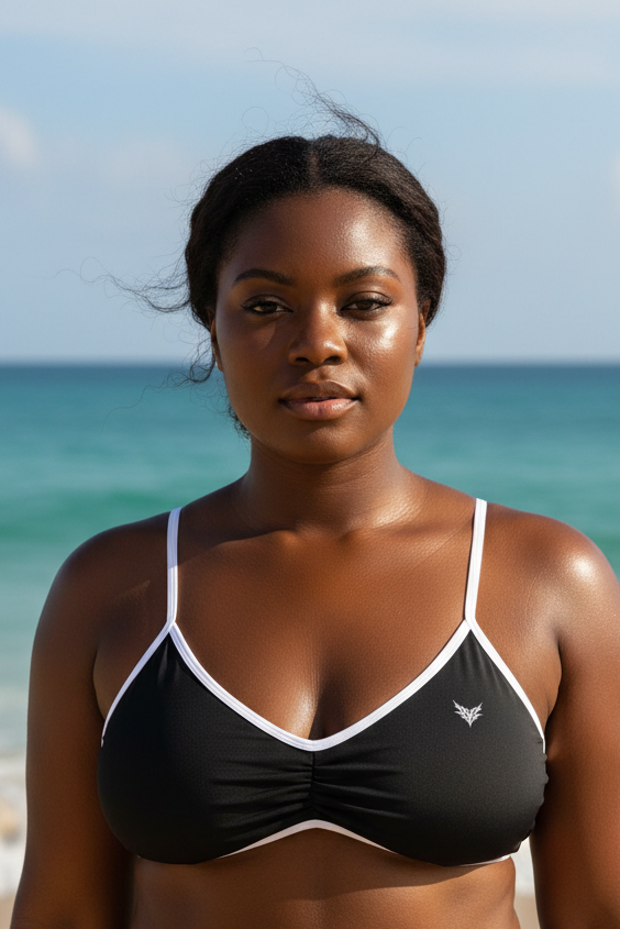 001 Women's Color Block Ruched V-Neck Sports Bra