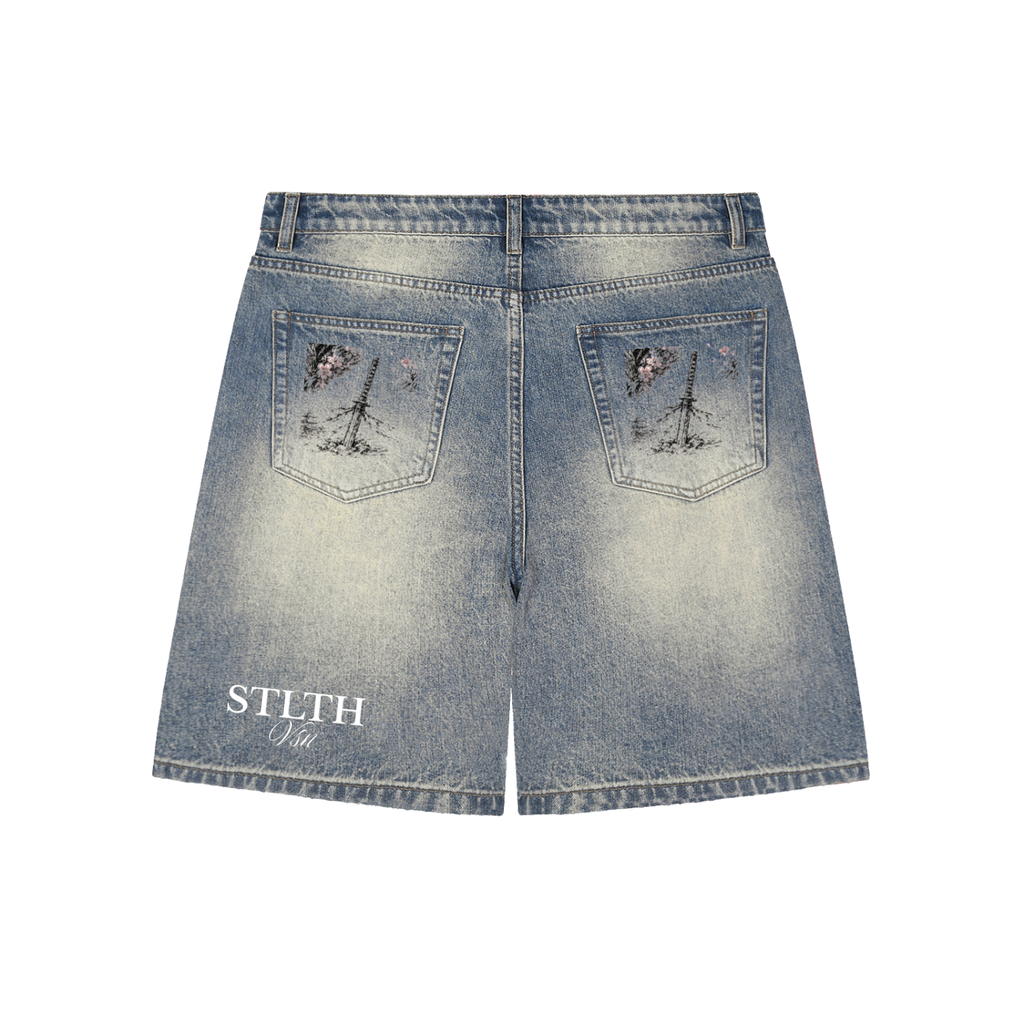 SHOW LOVE Distressed Baggy Denim Shorts
