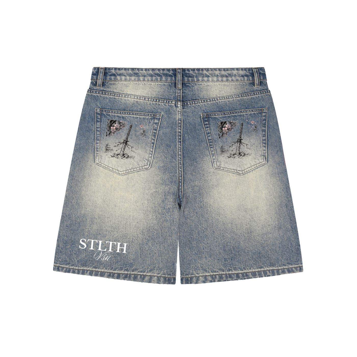 Faded Distressed Baggy Denim Shorts