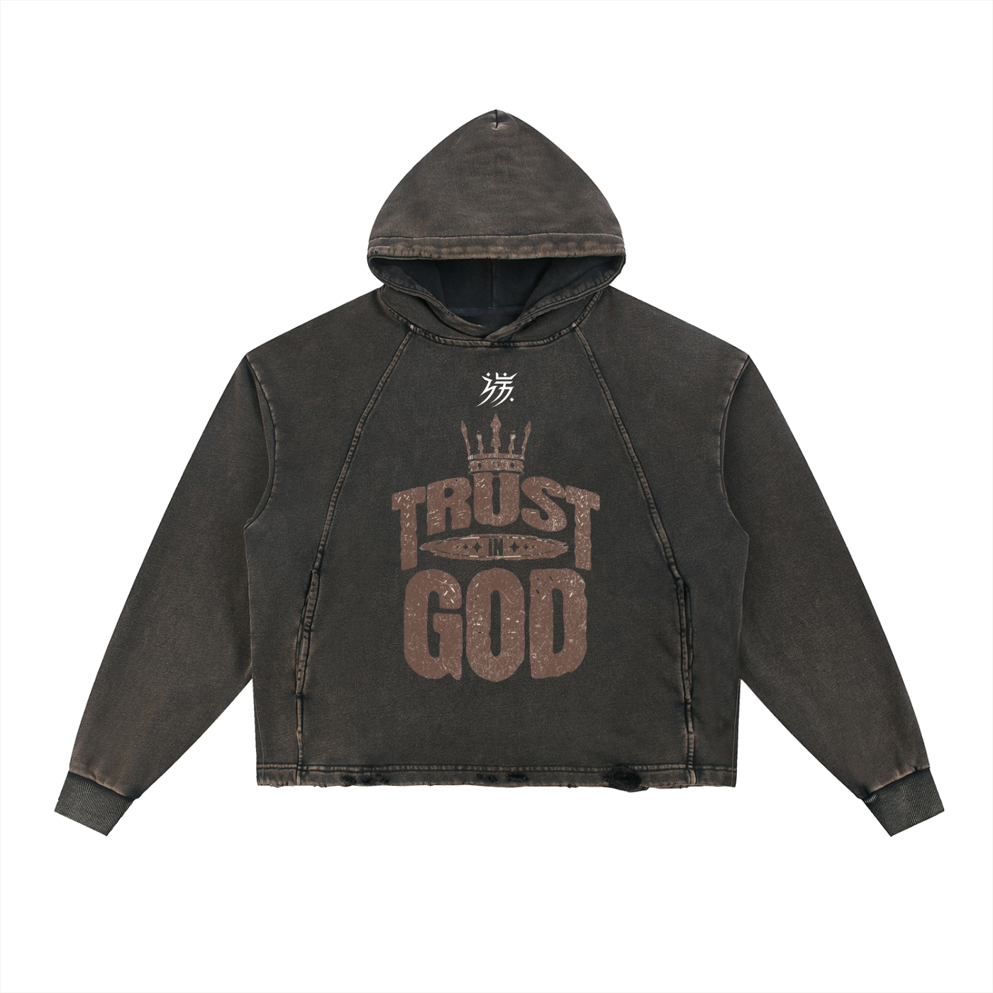 Vintage Washed Frayed-Hem Hoodie