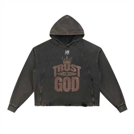 Vintage Washed Frayed-Hem Hoodie