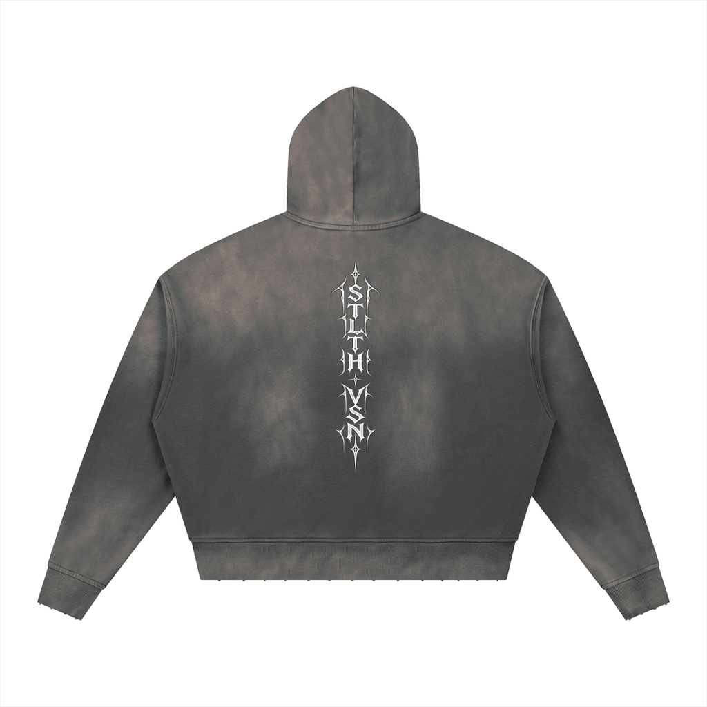 Unisex Sunfade Distressed Boxy Hoodie