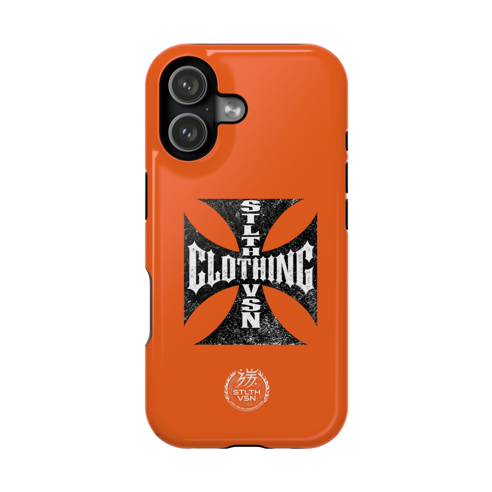 Phone Case — Orange Magnetic Impact-Resistant Case with Bold Cross Logo