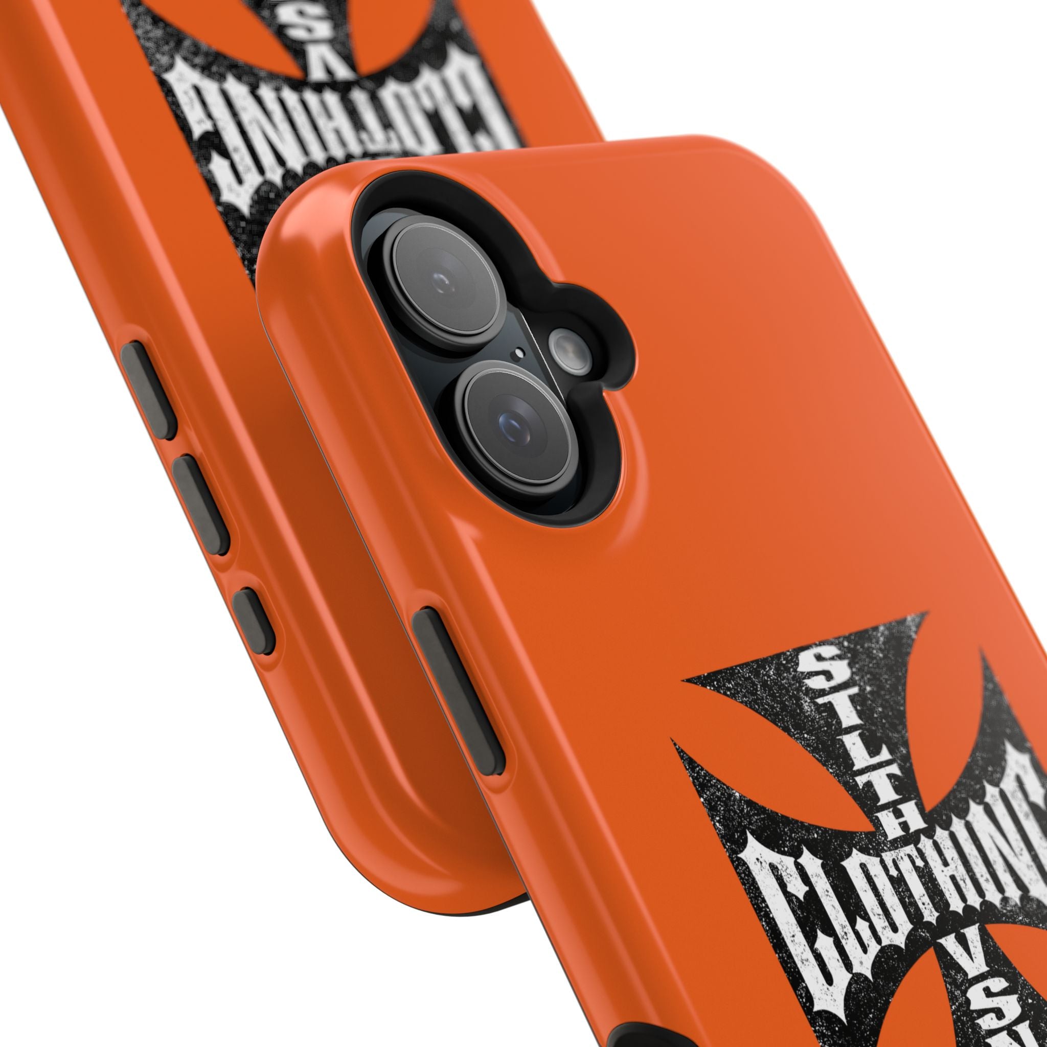 Phone Case — Orange Magnetic Impact-Resistant Case with Bold Cross Logo