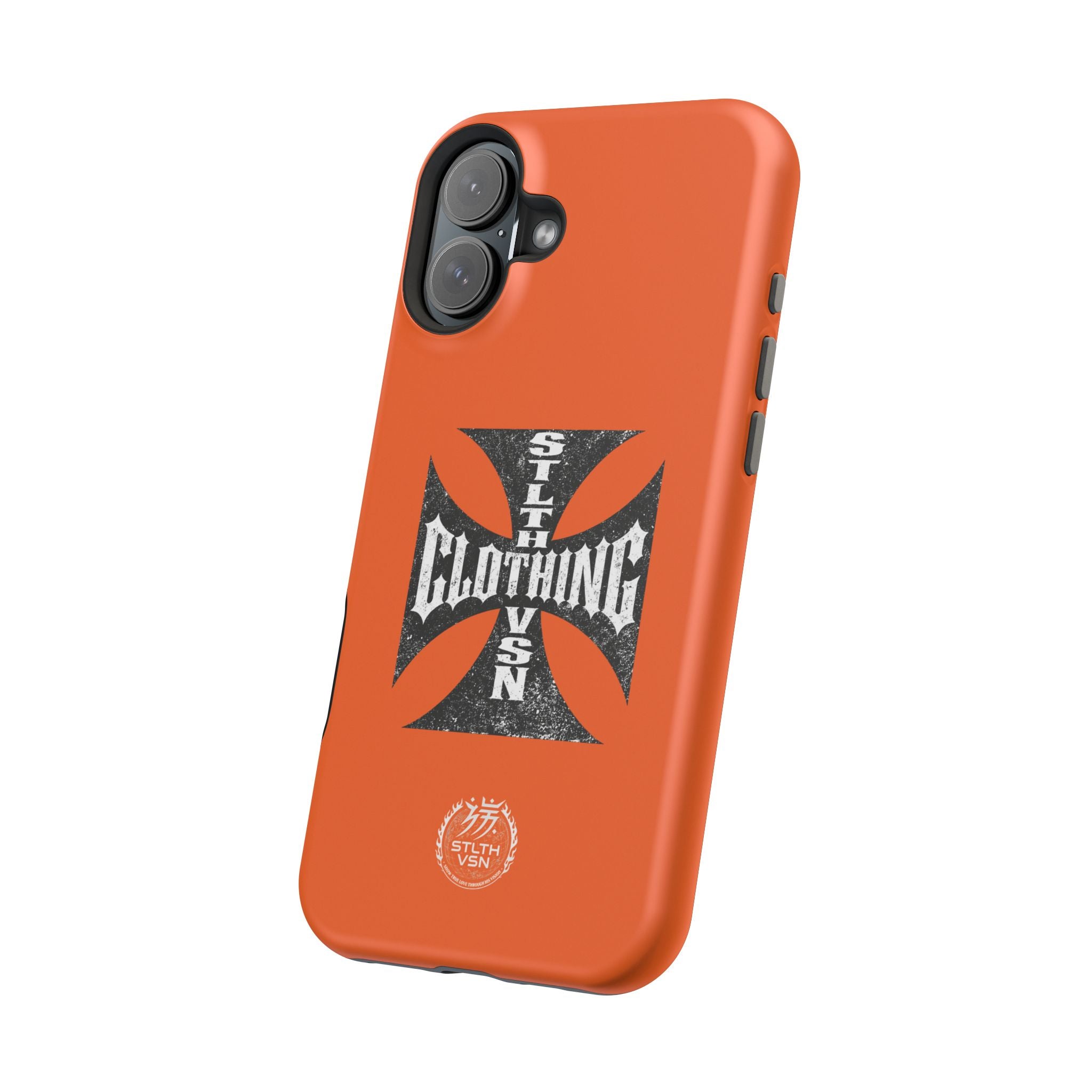Phone Case — Orange Magnetic Impact-Resistant Case with Bold Cross Logo
