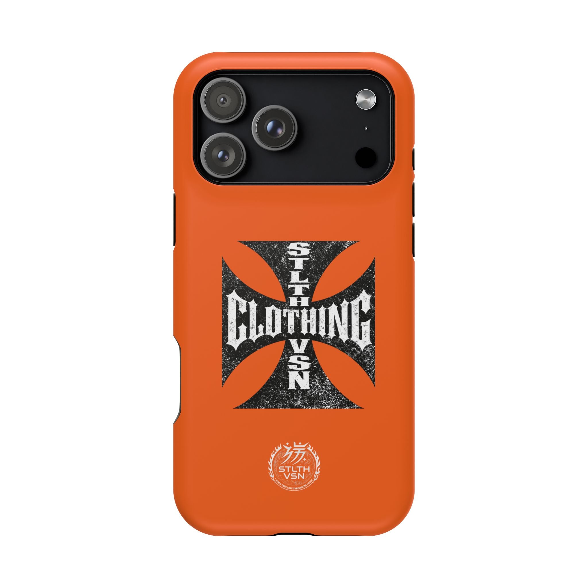 Phone Case — Orange Magnetic Impact-Resistant Case with Bold Cross Logo