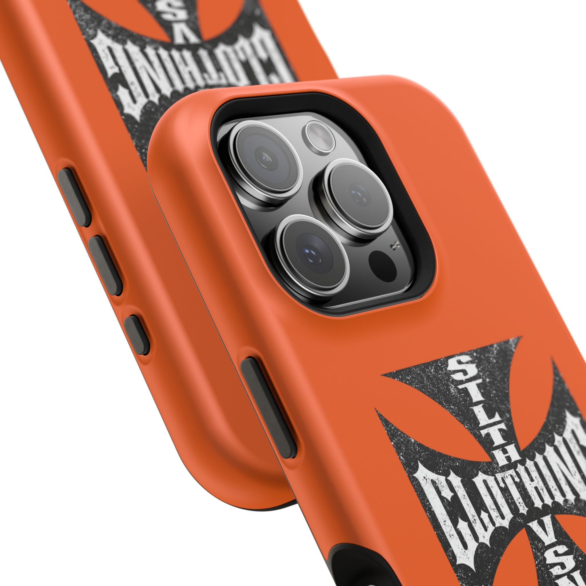 Phone Case — Orange Magnetic Impact-Resistant Case with Bold Cross Logo