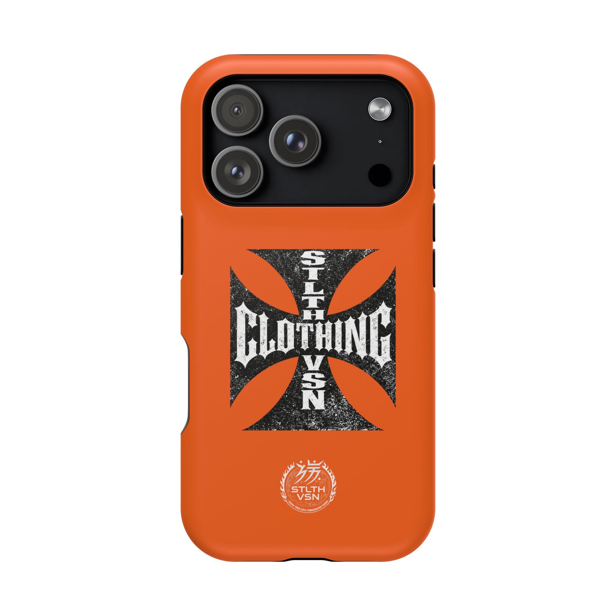 Phone Case — Orange Magnetic Impact-Resistant Case with Bold Cross Logo
