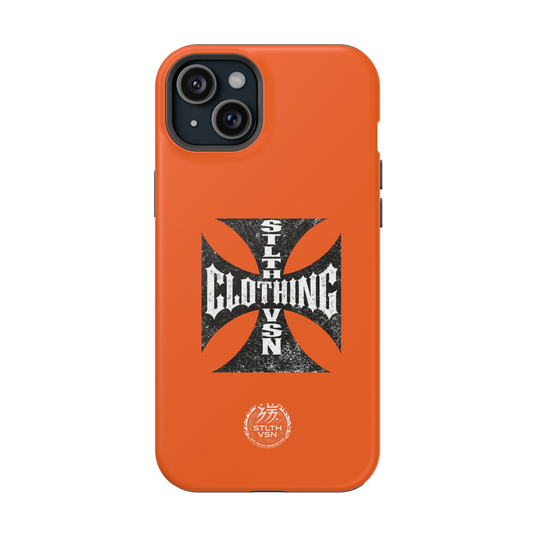 Phone Case — Orange Magnetic Impact-Resistant Case with Bold Cross Logo