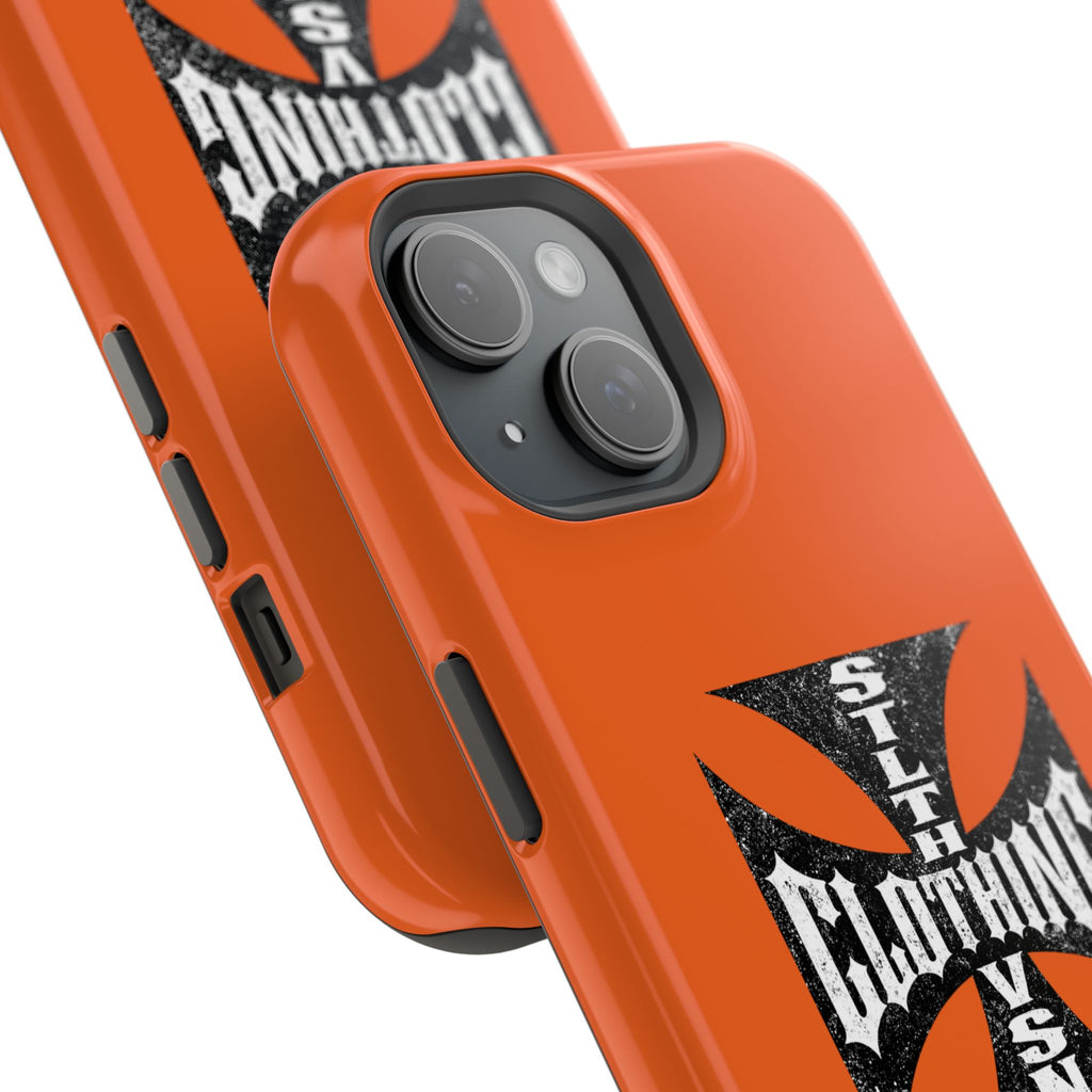 Phone Case — Orange Magnetic Impact-Resistant Case with Bold Cross Logo