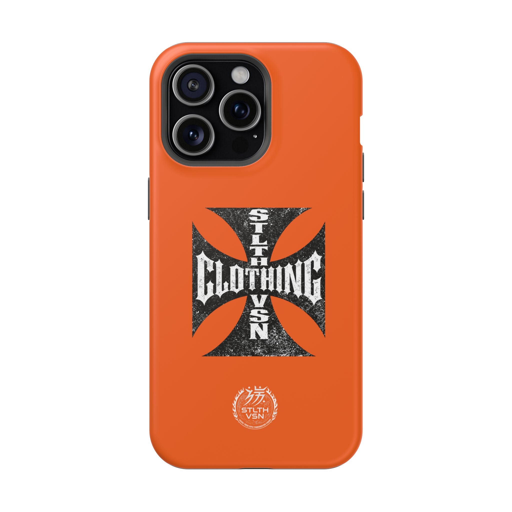 Phone Case — Orange Magnetic Impact-Resistant Case with Bold Cross Logo