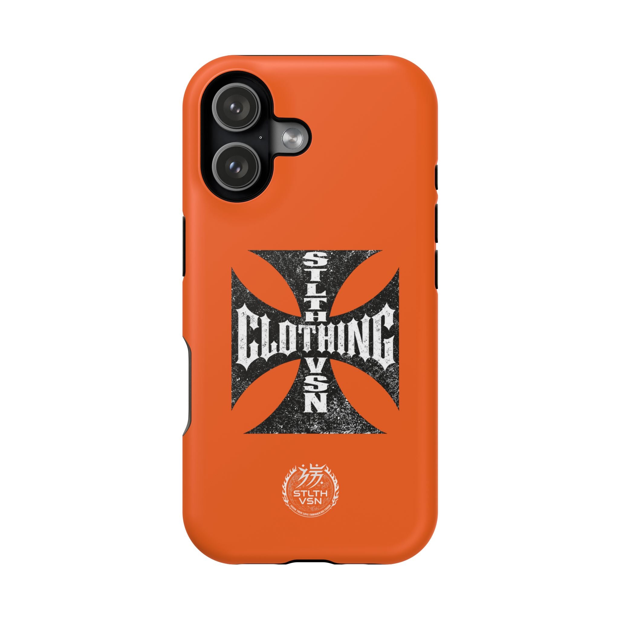 Phone Case — Orange Magnetic Impact-Resistant Case with Bold Cross Logo