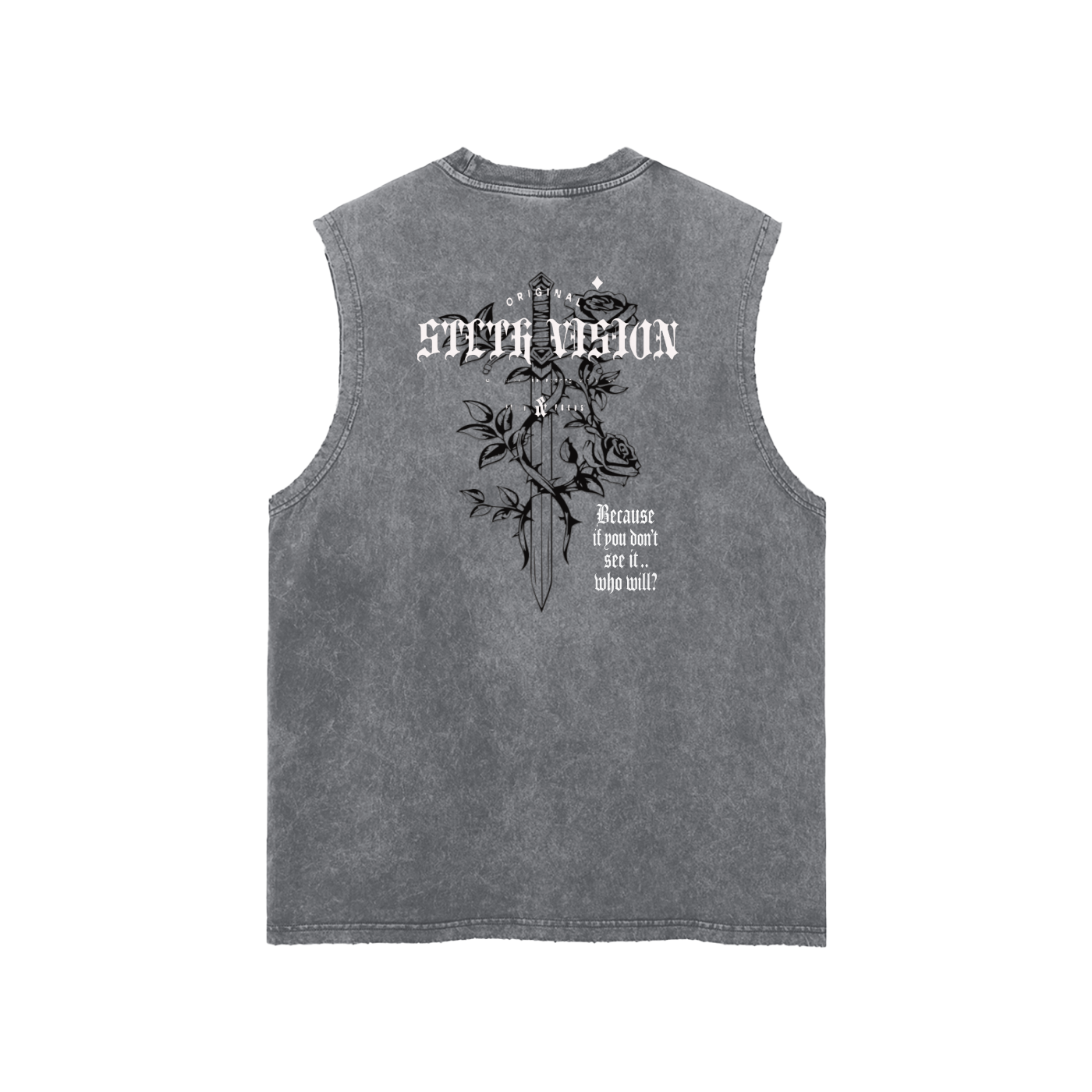 Snow Washed Frayed Hem Tank Top