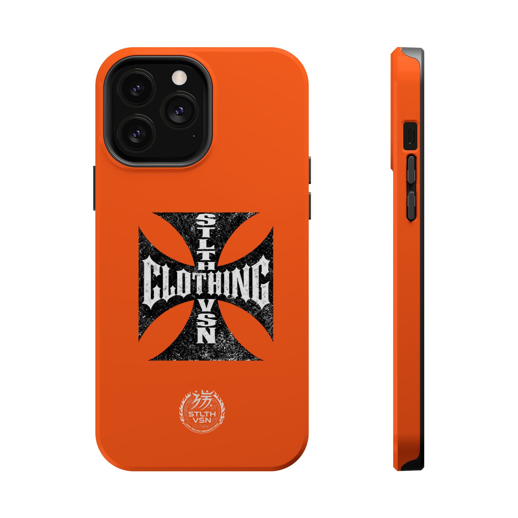 Phone Case — Orange Magnetic Impact-Resistant Case with Bold Cross Logo