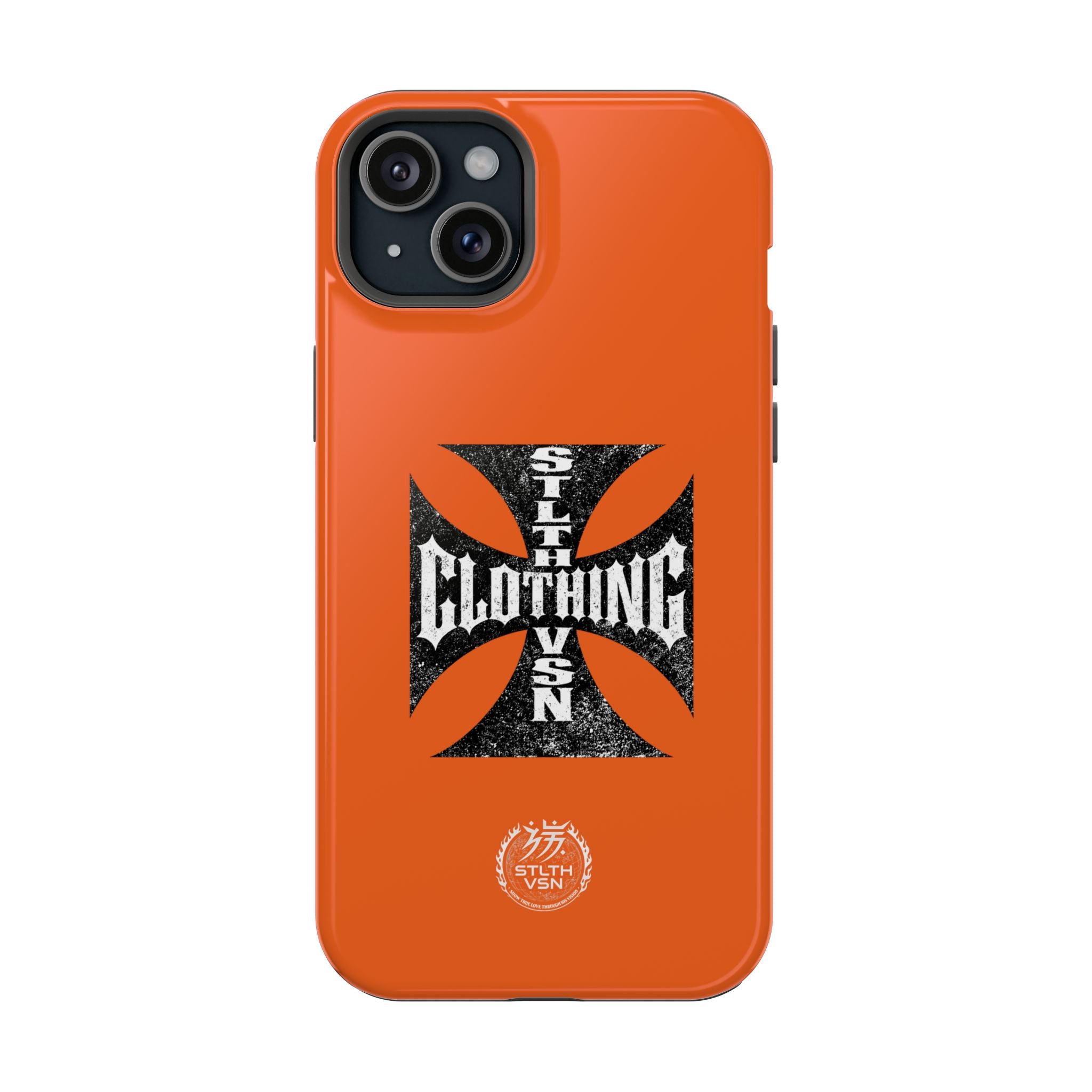 Phone Case — Orange Magnetic Impact-Resistant Case with Bold Cross Logo