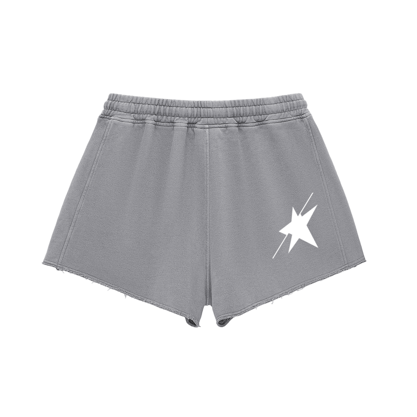 Snow Washed Raw Edge Drawstring Shorts