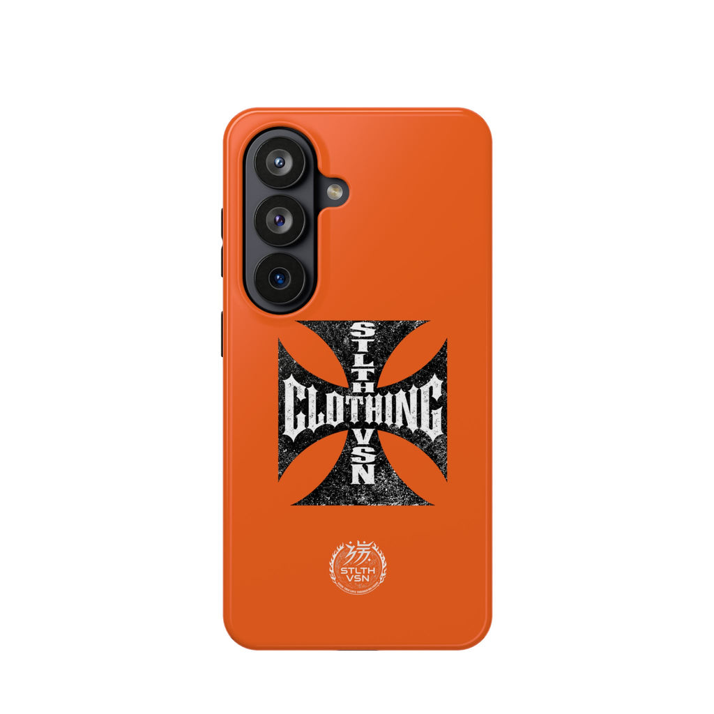 Phone Case — Orange Magnetic Impact-Resistant Case with Bold Cross Logo