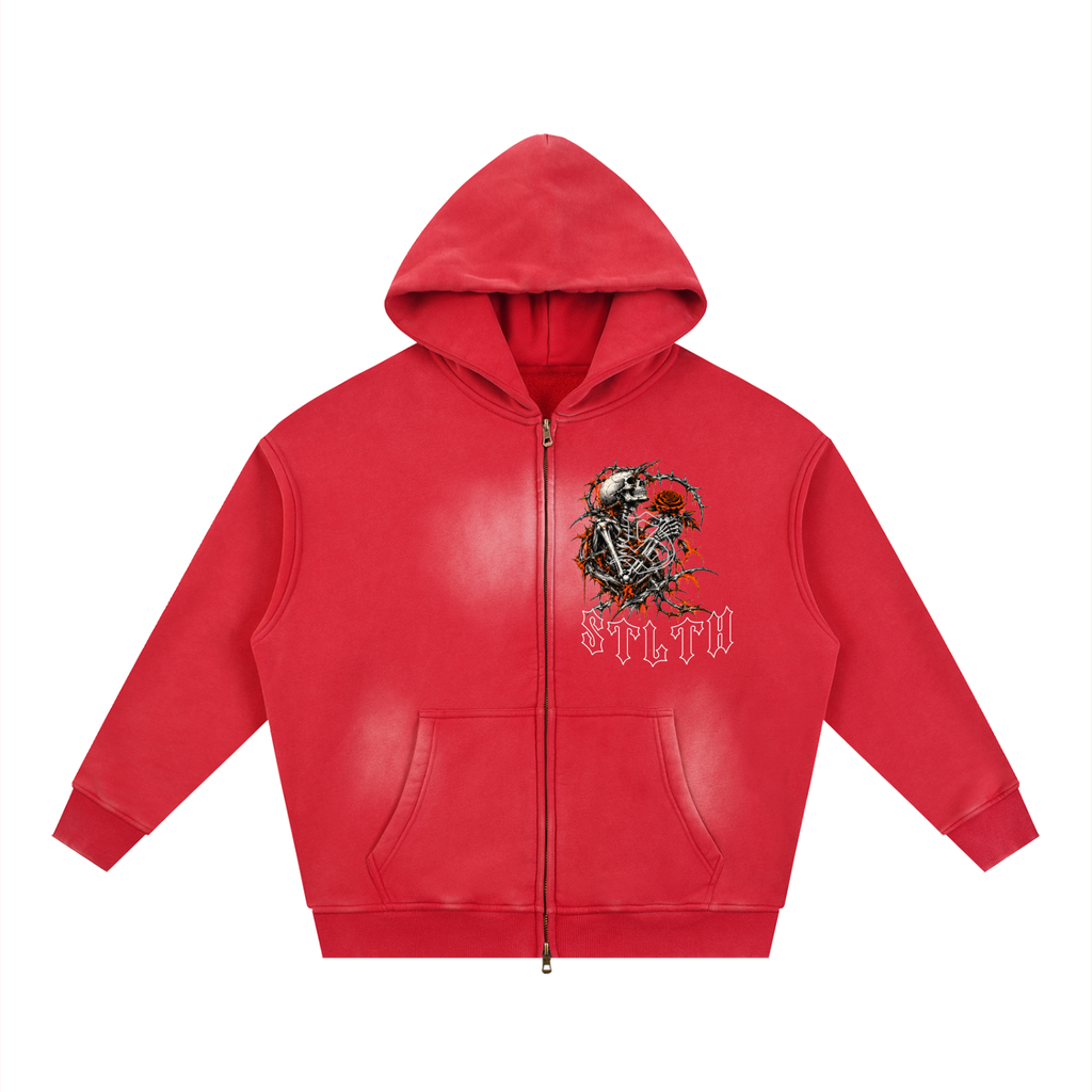 Sunfade Two-way Zipper Boxy Fleece Hoodie