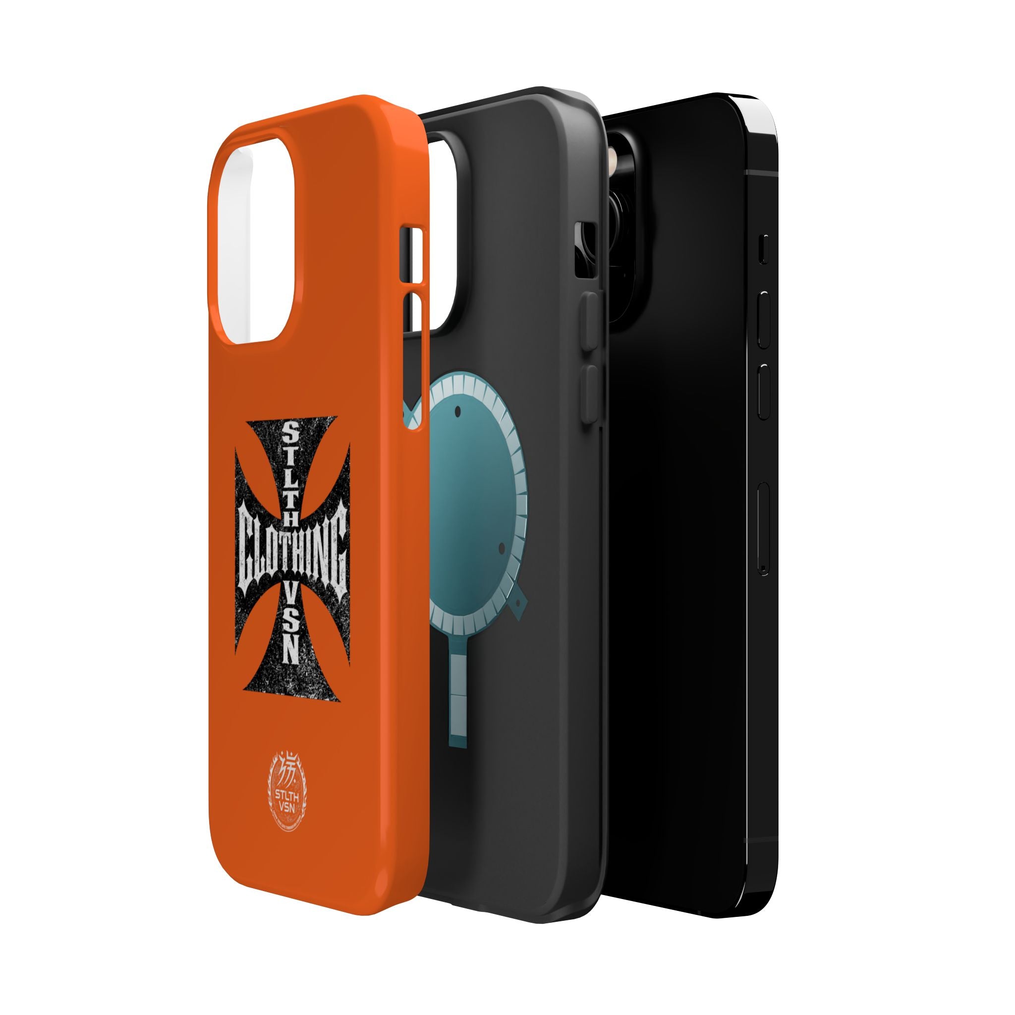 Phone Case — Orange Magnetic Impact-Resistant Case with Bold Cross Logo