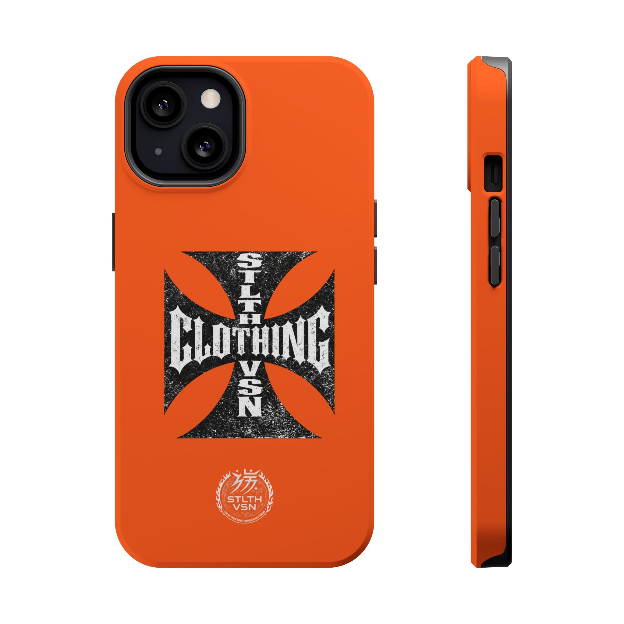 Phone Case — Orange Magnetic Impact-Resistant Case with Bold Cross Logo