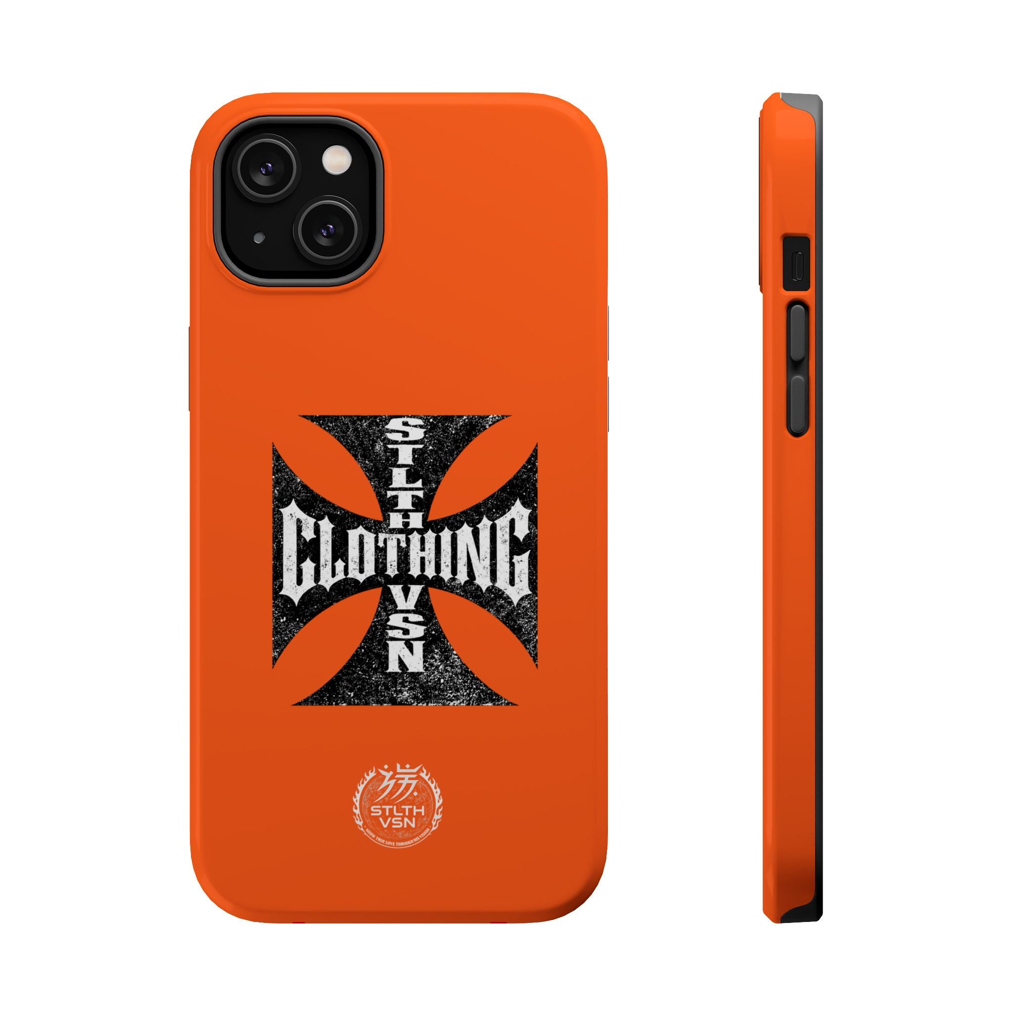 Phone Case — Orange Magnetic Impact-Resistant Case with Bold Cross Logo