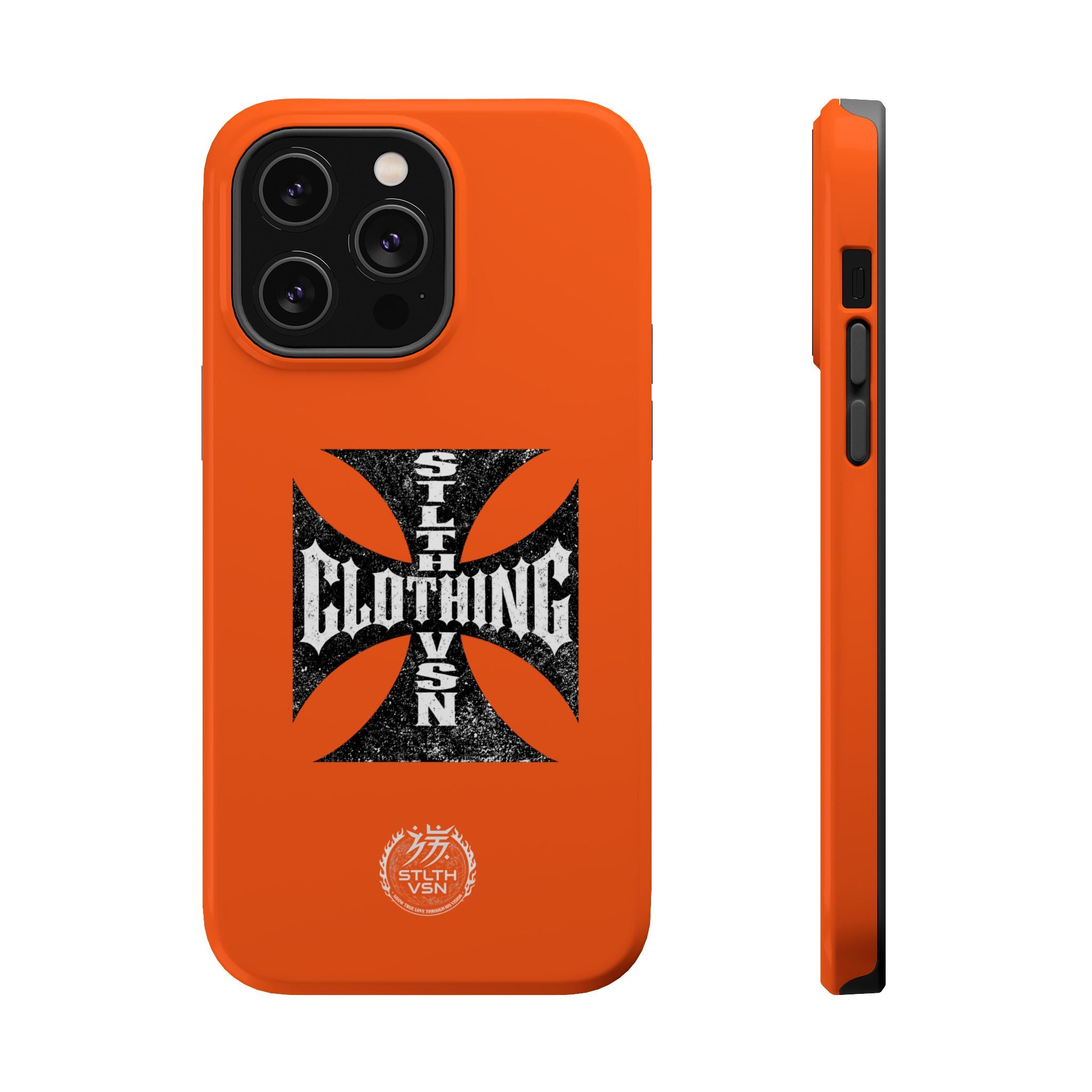 Phone Case — Orange Magnetic Impact-Resistant Case with Bold Cross Logo
