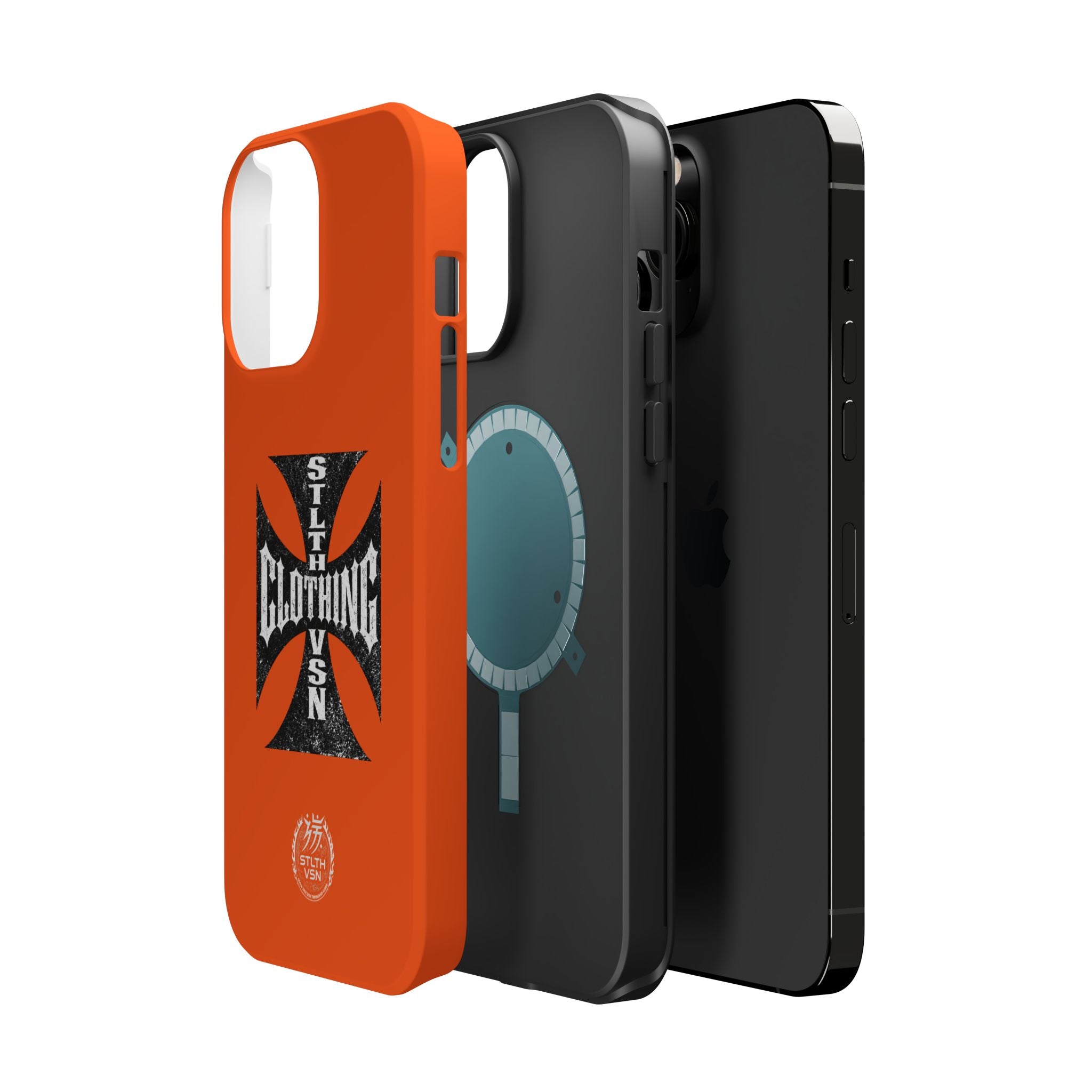Phone Case — Orange Magnetic Impact-Resistant Case with Bold Cross Logo