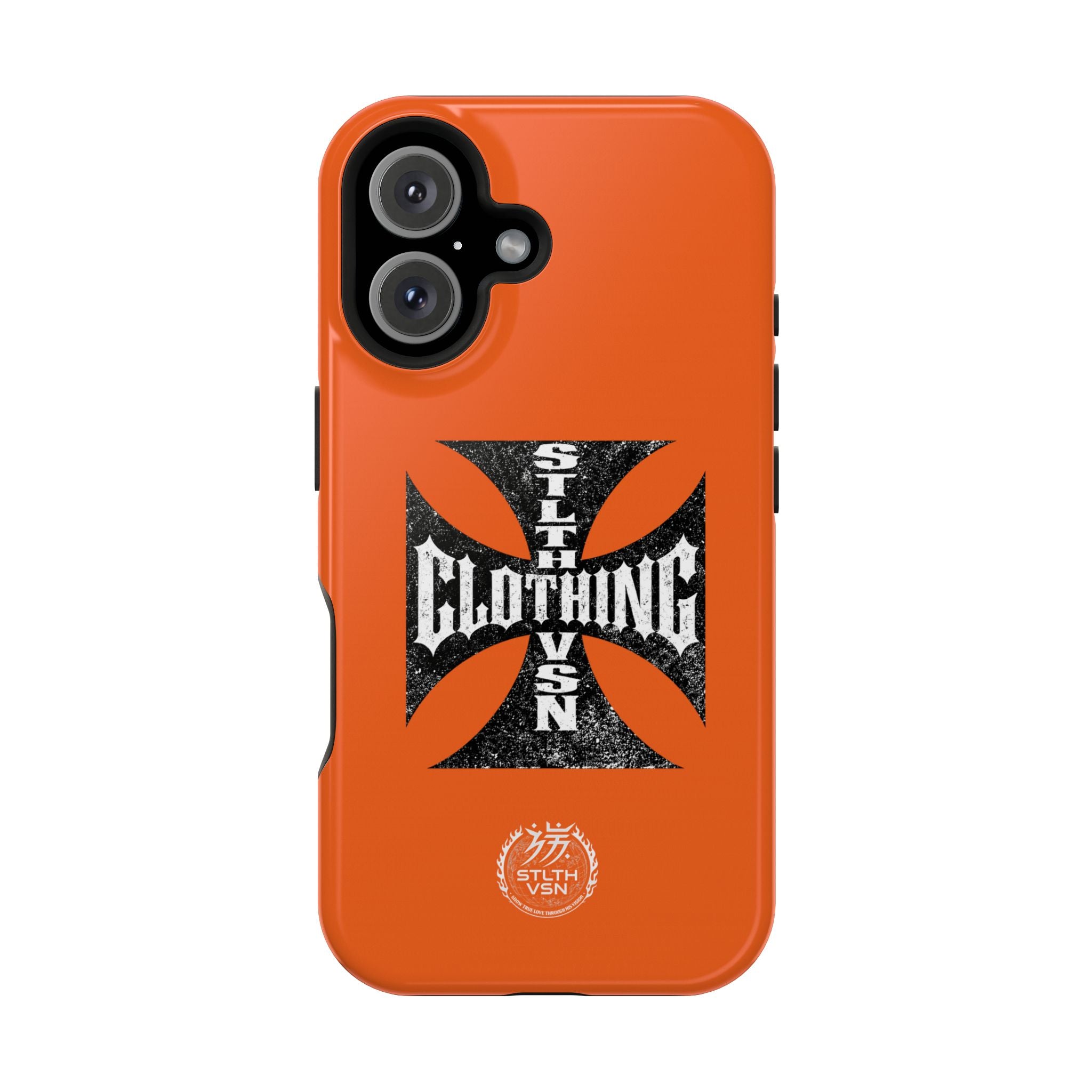Phone Case — Orange Magnetic Impact-Resistant Case with Bold Cross Logo