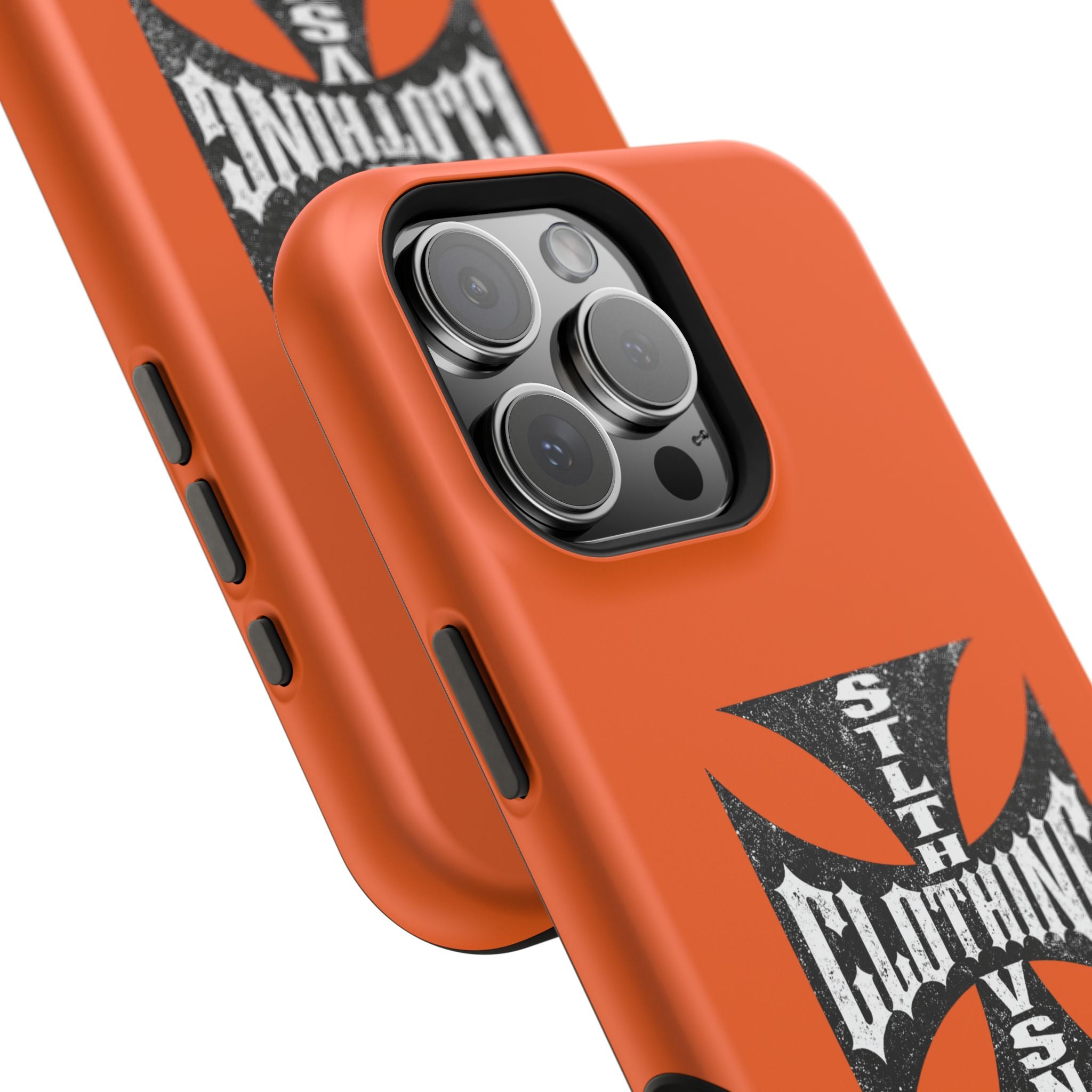 Phone Case — Orange Magnetic Impact-Resistant Case with Bold Cross Logo