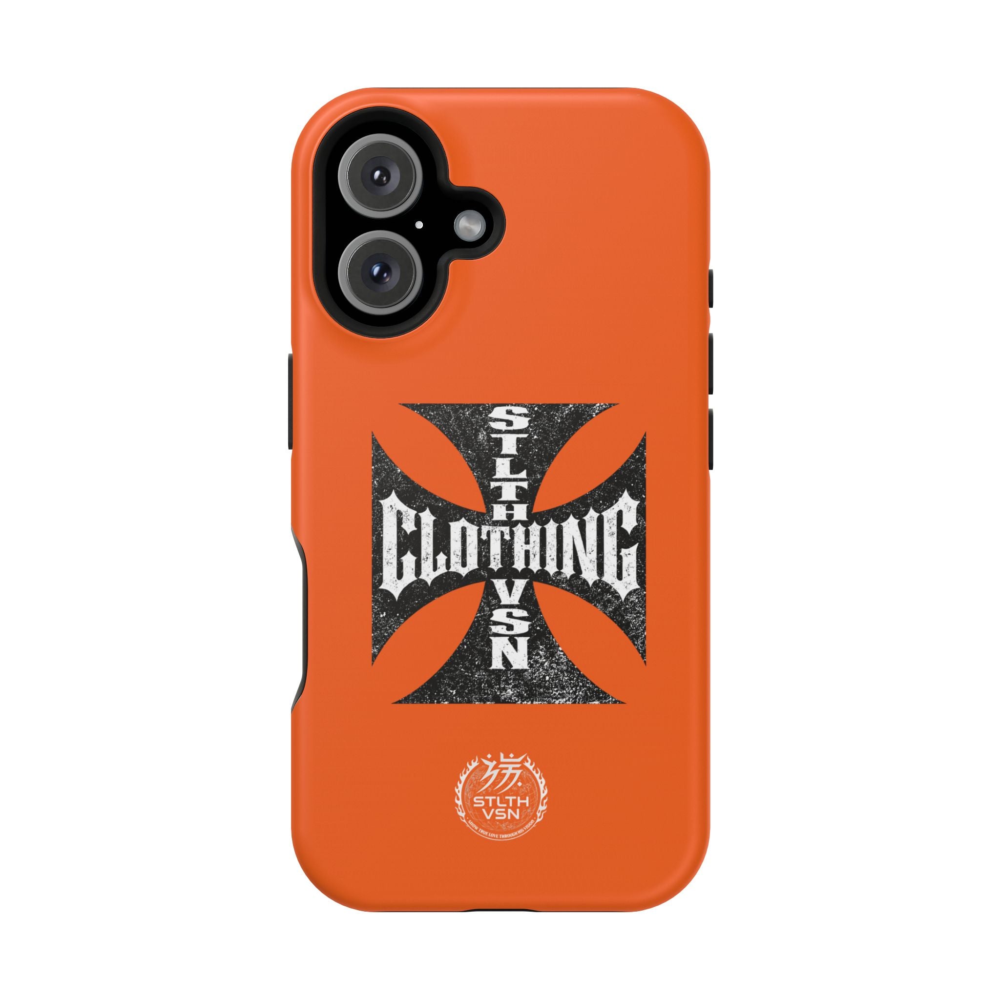 Phone Case — Orange Magnetic Impact-Resistant Case with Bold Cross Logo