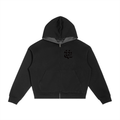 Contrast Plaid Boxy Zip Hoodie