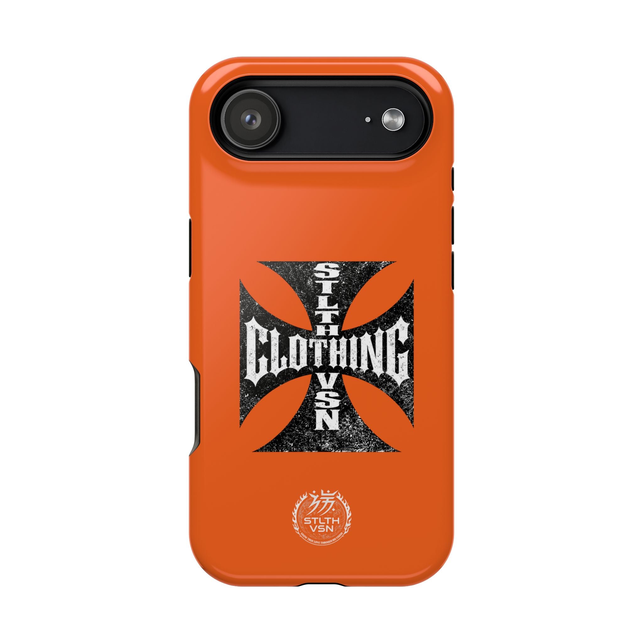 Phone Case — Orange Magnetic Impact-Resistant Case with Bold Cross Logo