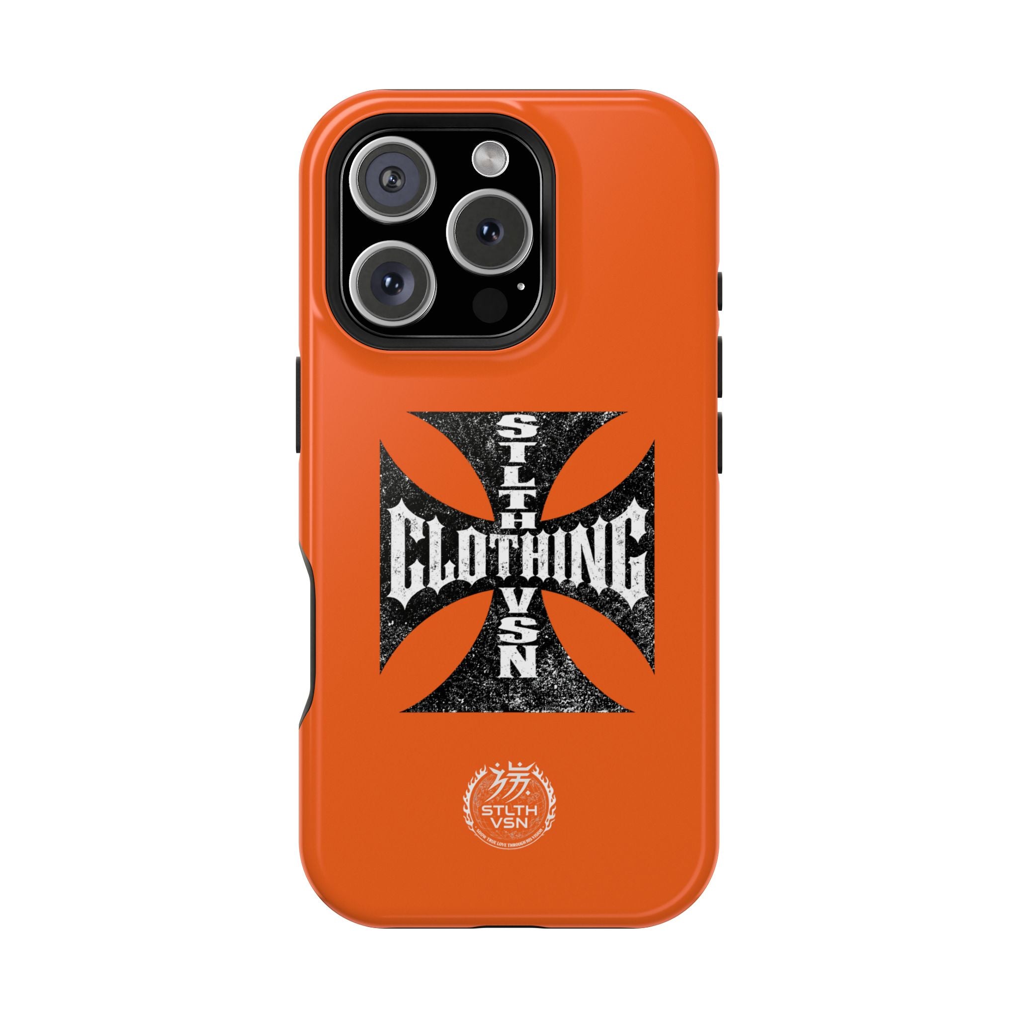 Phone Case — Orange Magnetic Impact-Resistant Case with Bold Cross Logo