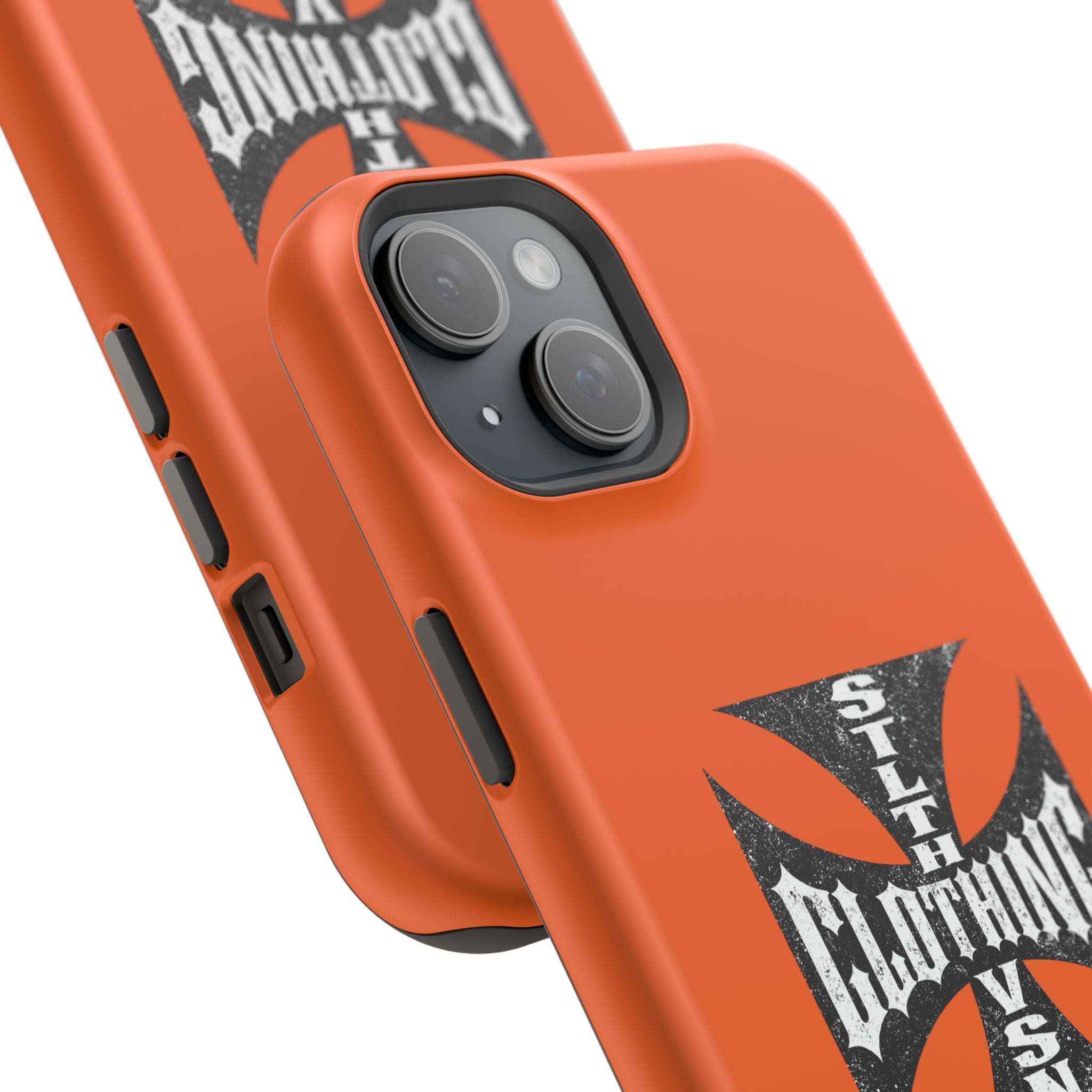Phone Case — Orange Magnetic Impact-Resistant Case with Bold Cross Logo