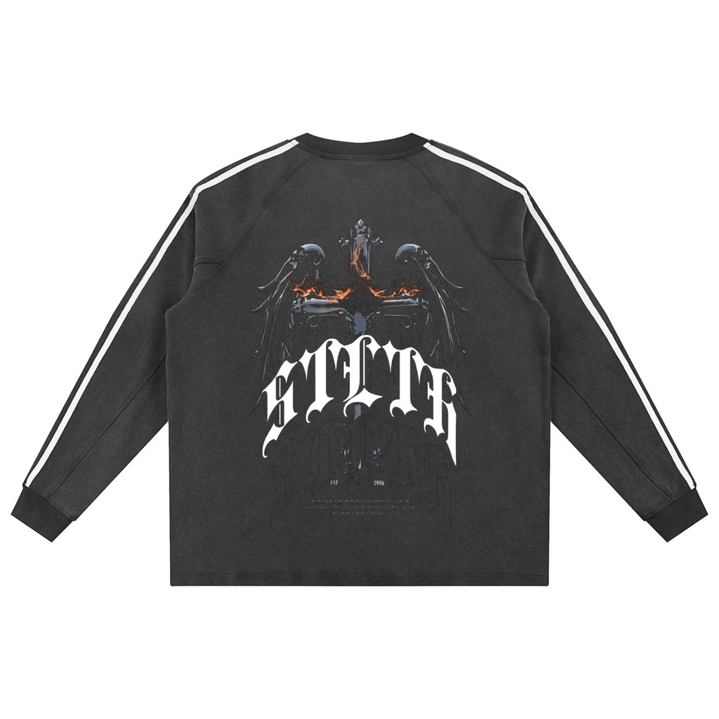 Snow Washed Contrast Tape Sweatshirt