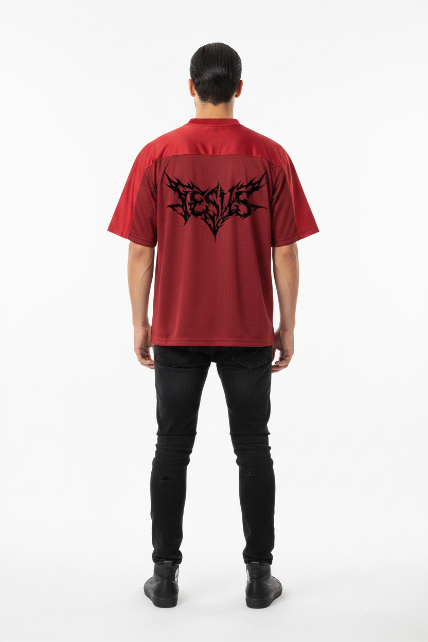 Blossom Oversized Mesh V-Neck Soccer Jersey