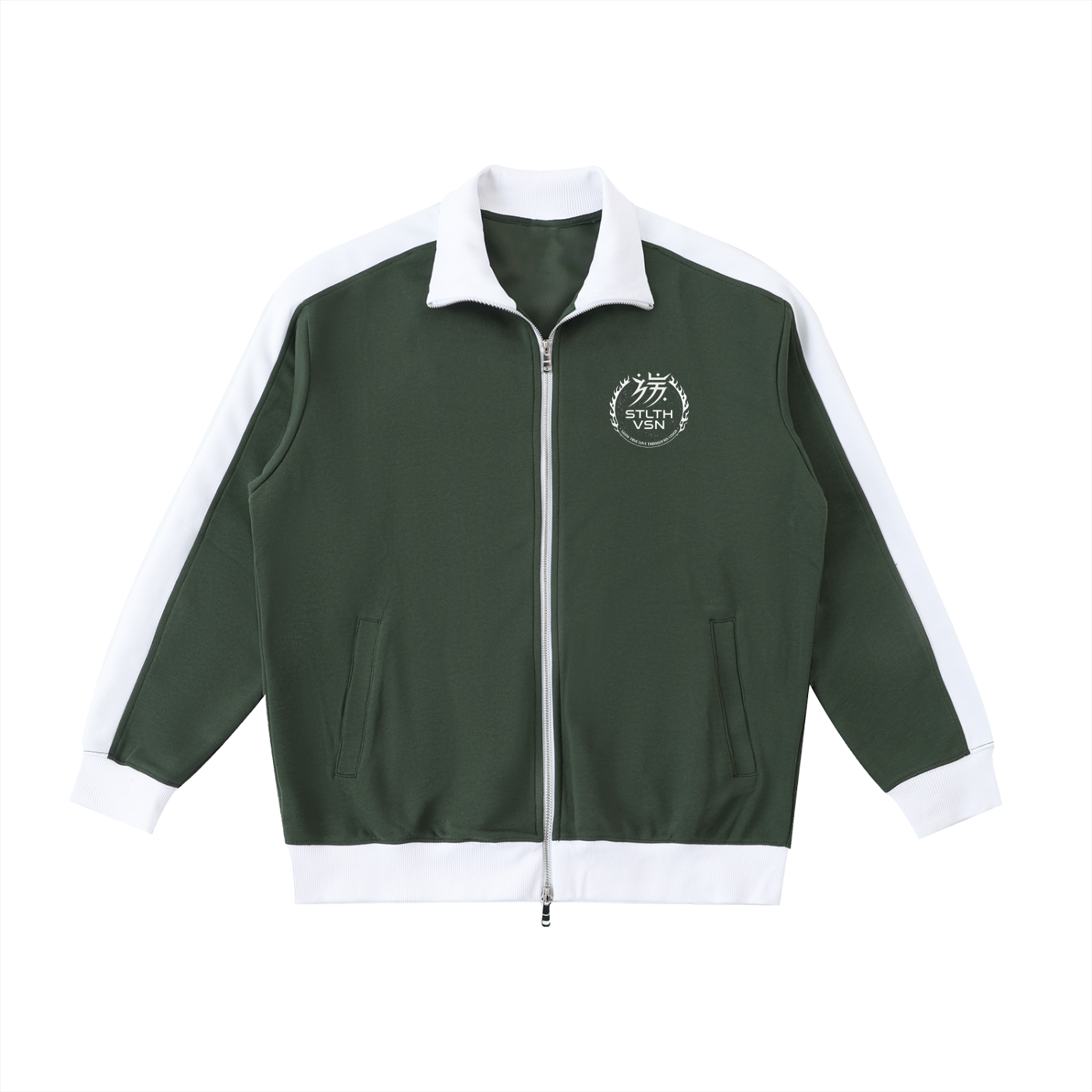 Contrast Trim Stand Collar Jacket