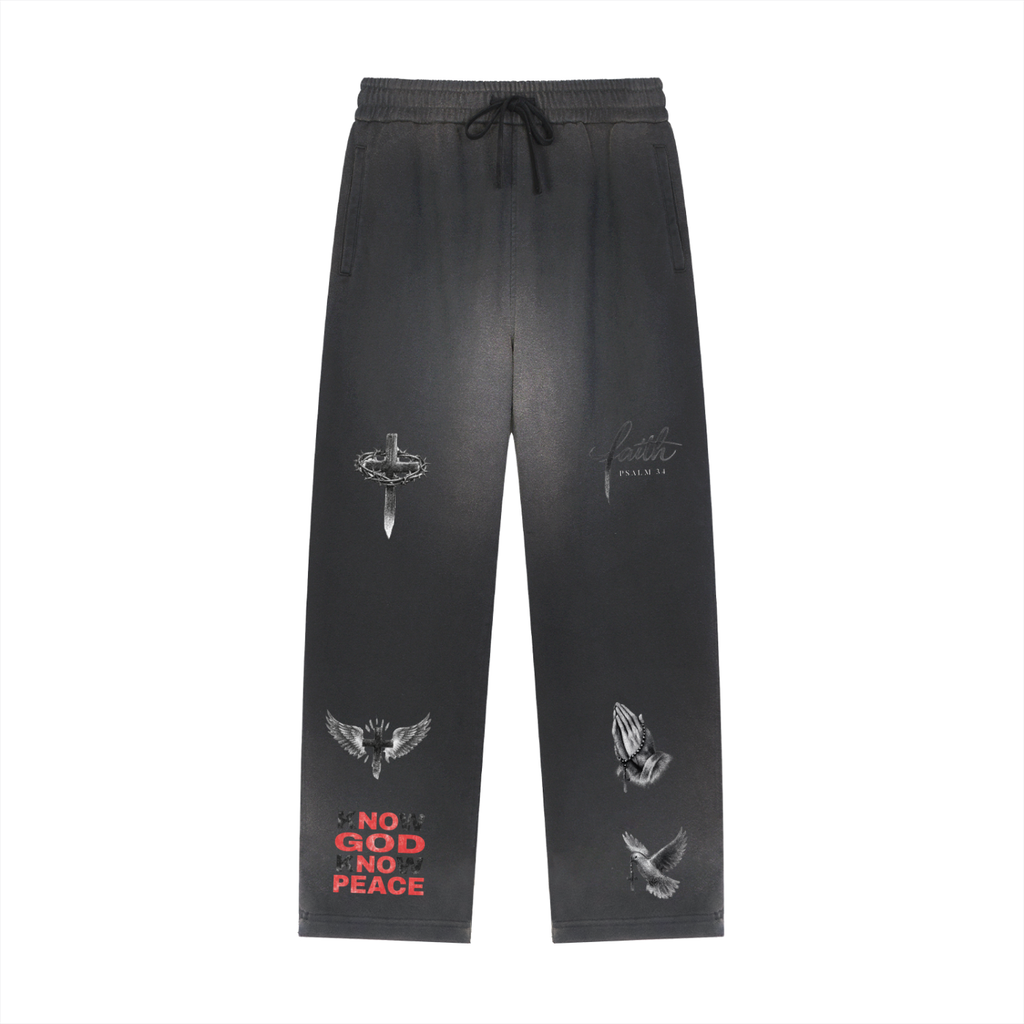 Sun Fade Raw Edge Straight-Leg Sweatpants