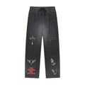 Sun Fade Raw Edge Straight-Leg Sweatpants