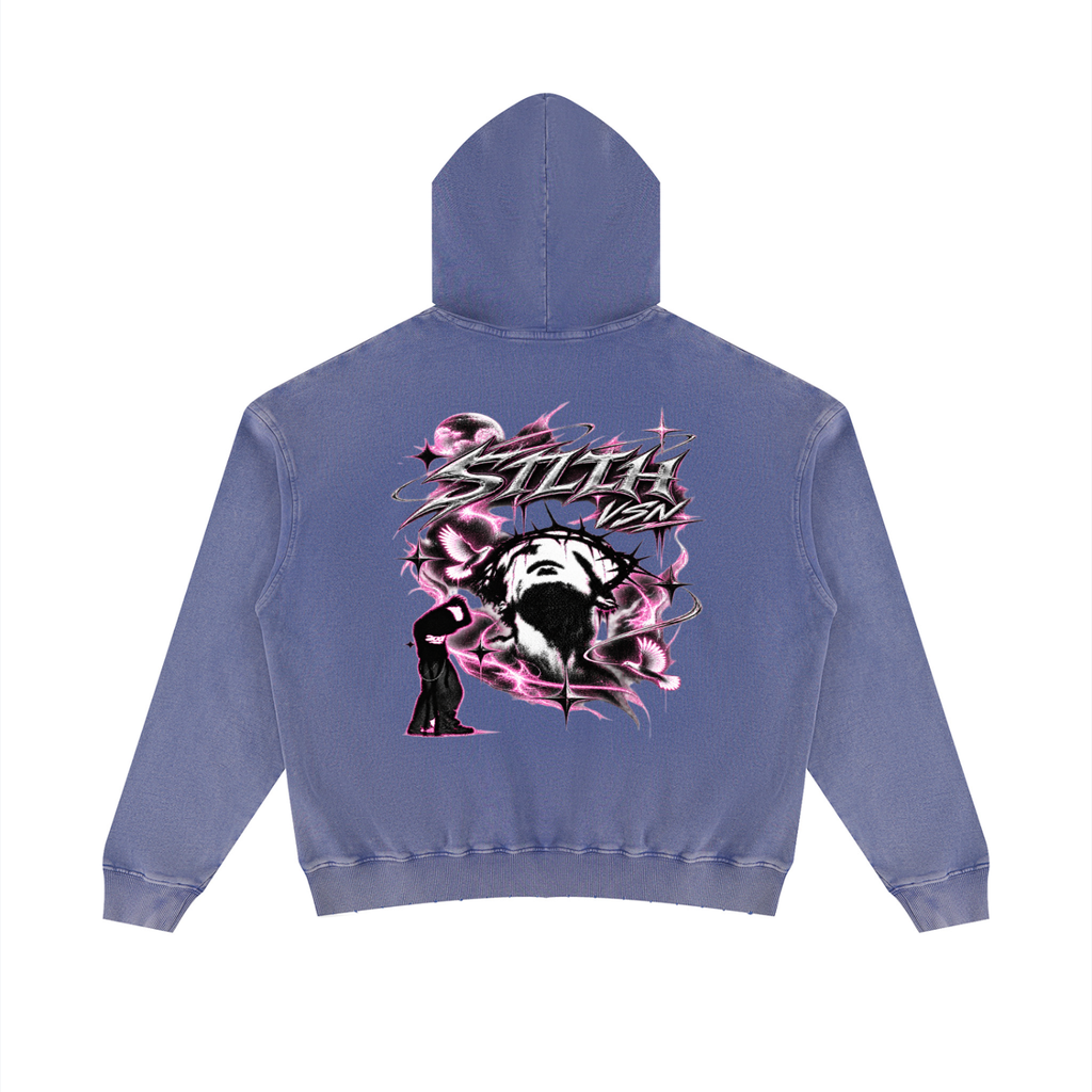 Unisex Mineral Wash Distressed Hoodie