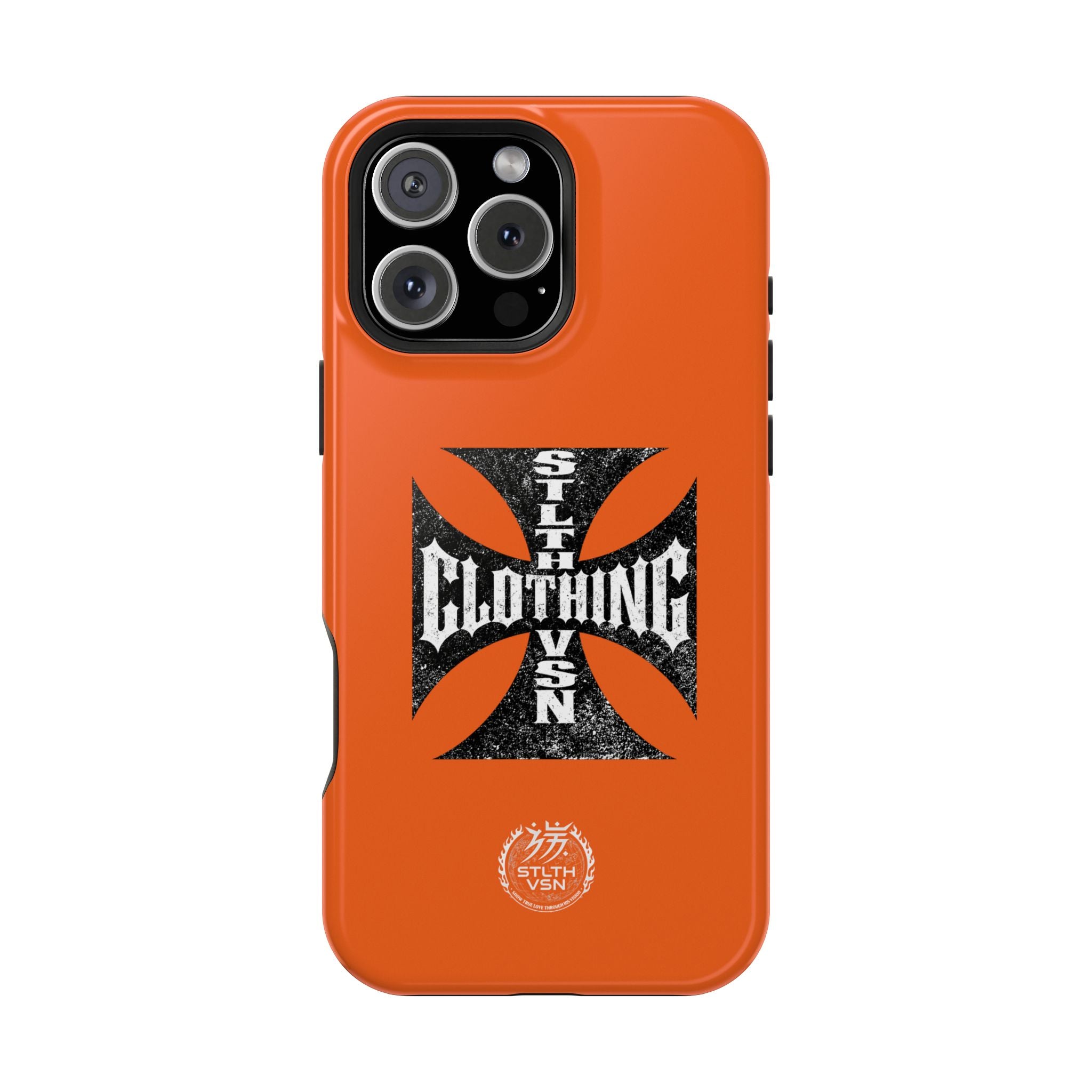Phone Case — Orange Magnetic Impact-Resistant Case with Bold Cross Logo