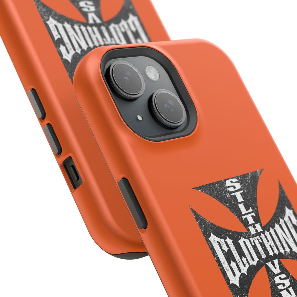 Phone Case — Orange Magnetic Impact-Resistant Case with Bold Cross Logo