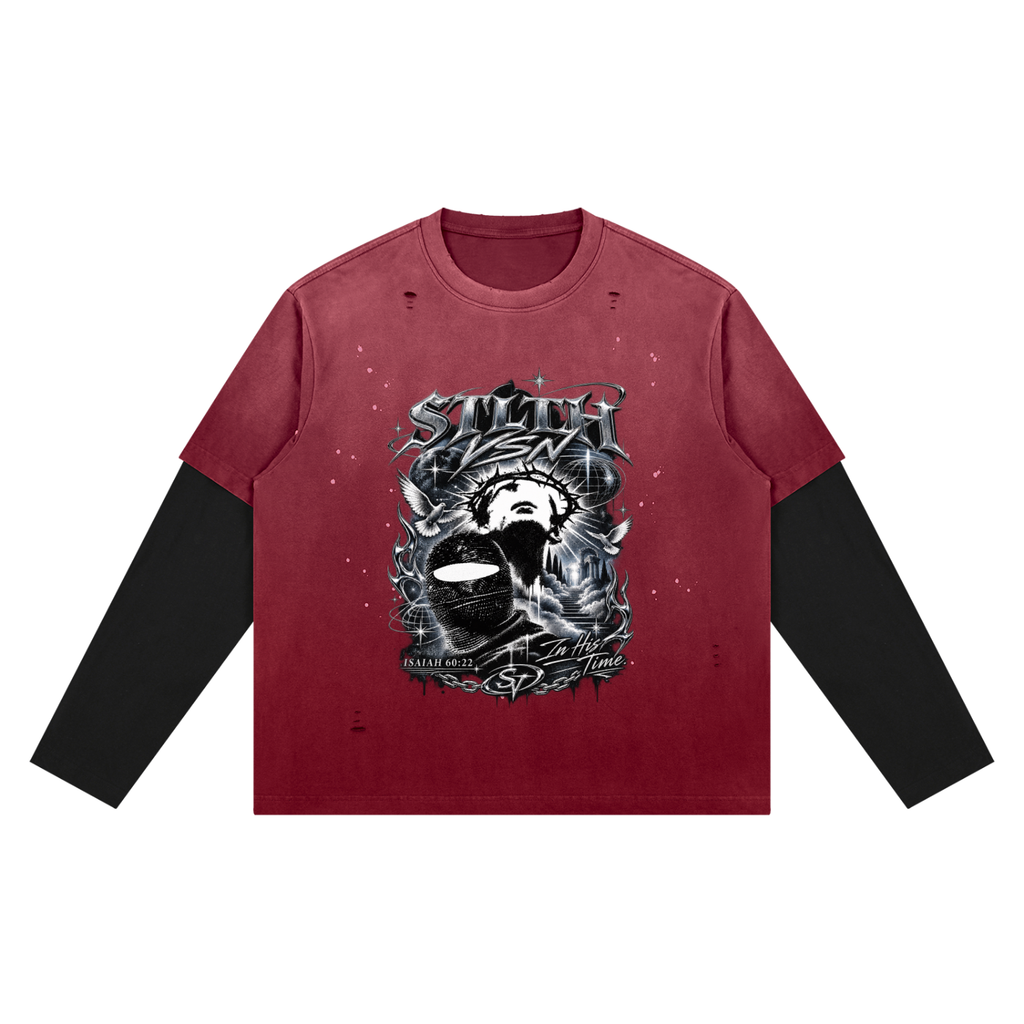 Unisex Vintage Wash Distressed Layer T-Shirt
