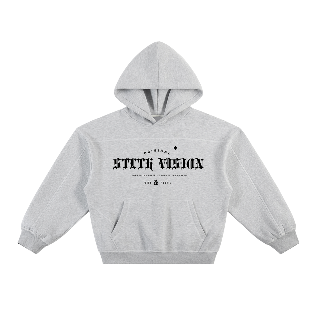 Contrast-Stitched Boxy Fleece Hoodie