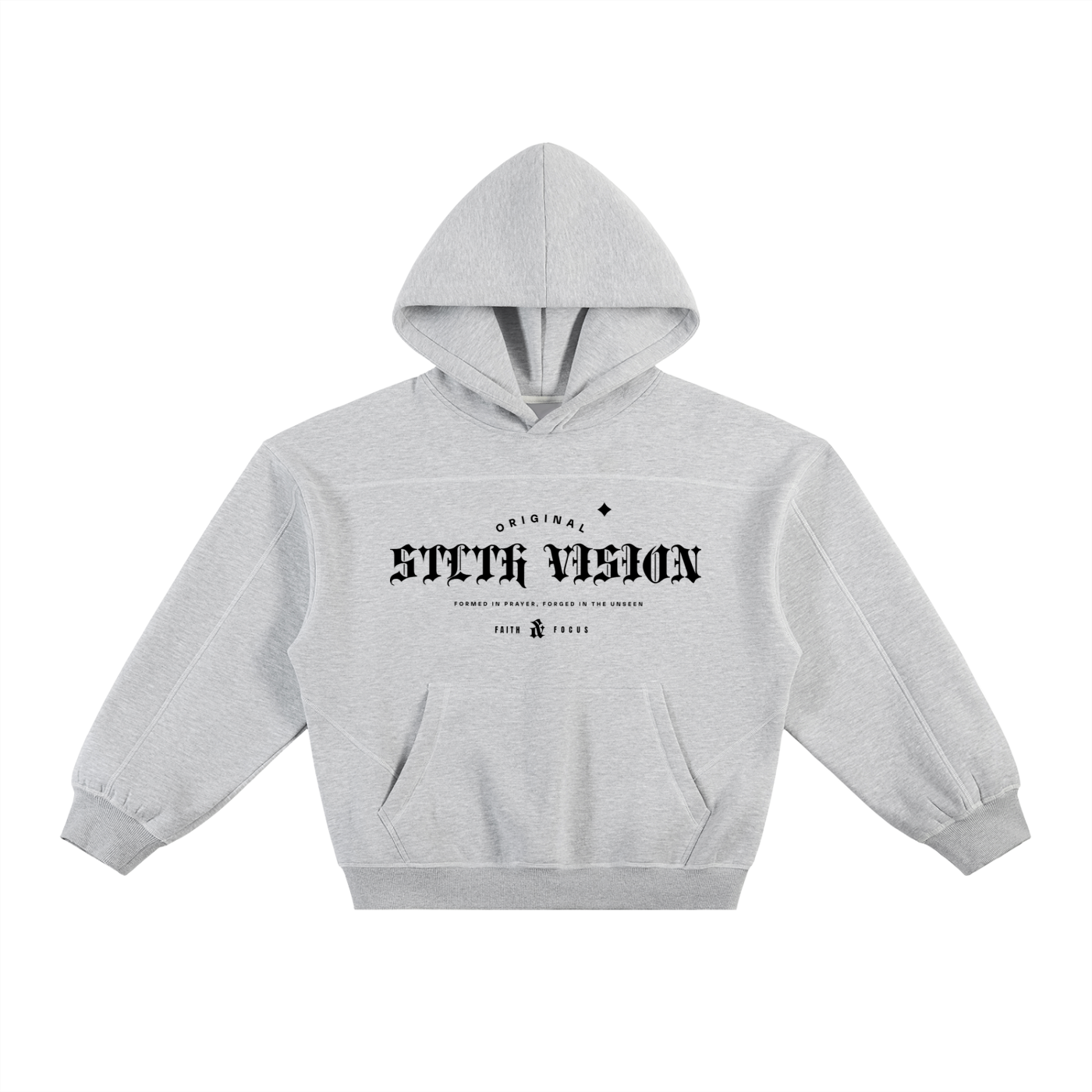 Contrast-Stitched Boxy Fleece Hoodie